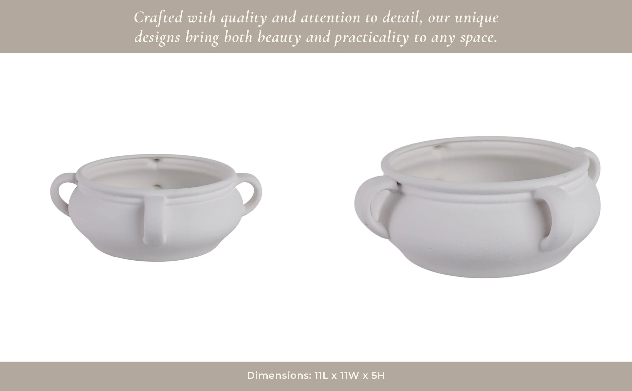 12" Textured Bowl With Handles, White - Image 14