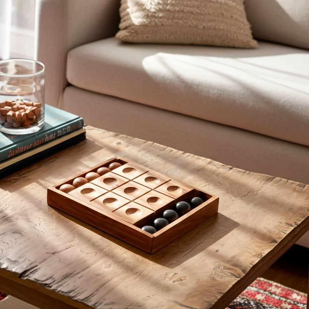 12" Tic Tac Toe With Orbs, Brown - Image 10
