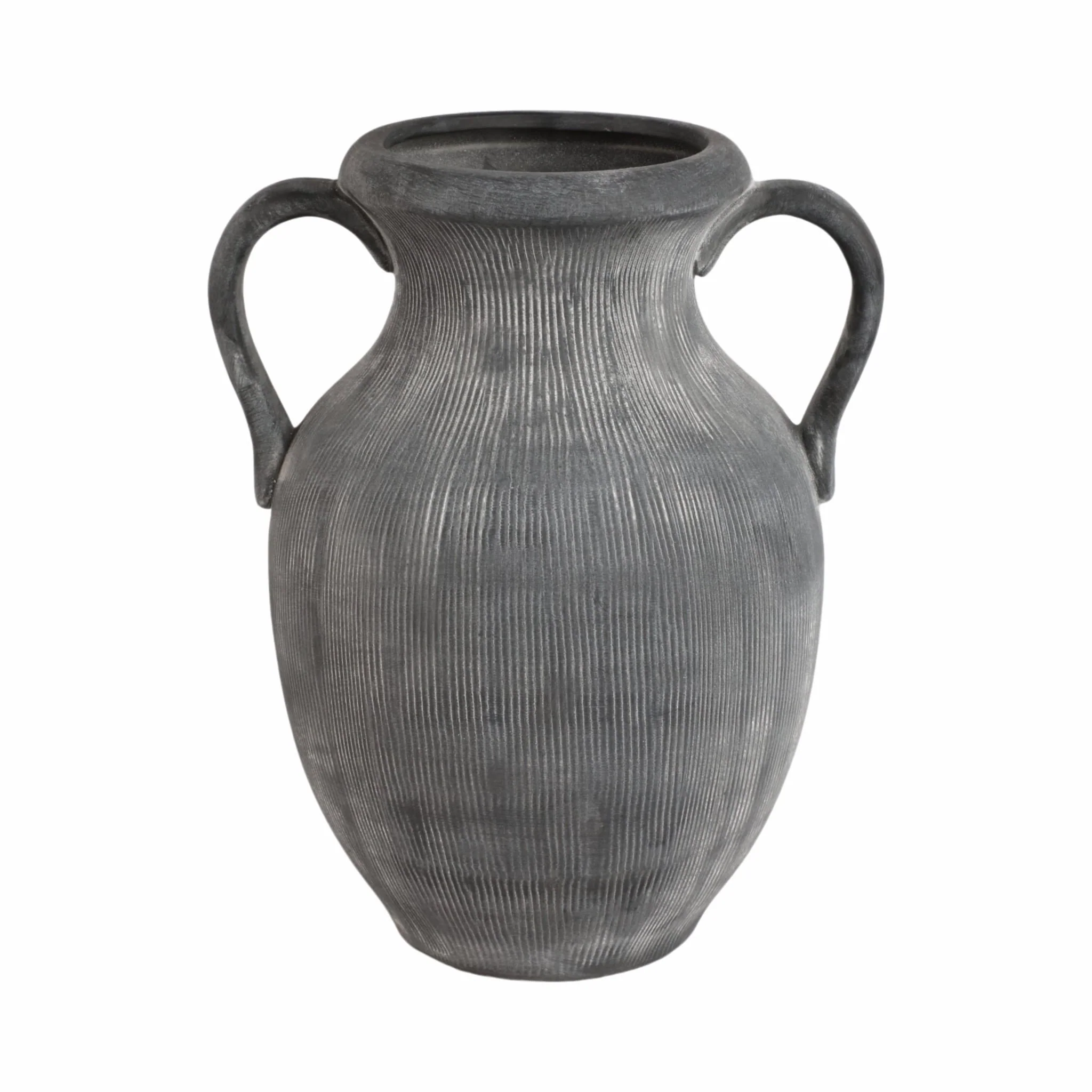 12" Weathered Jug With Handles, Black