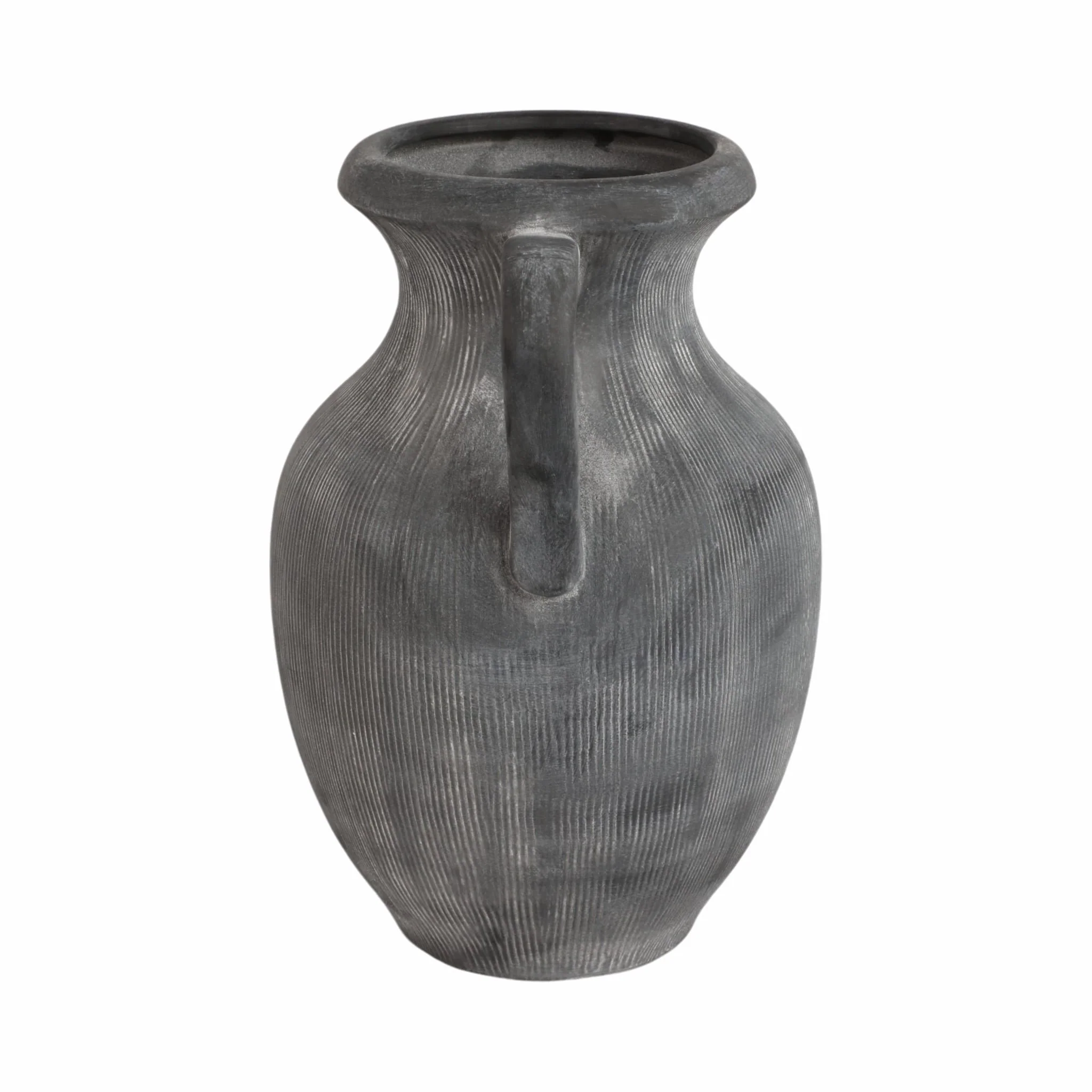 12" Weathered Jug With Handles, Black - Image 4