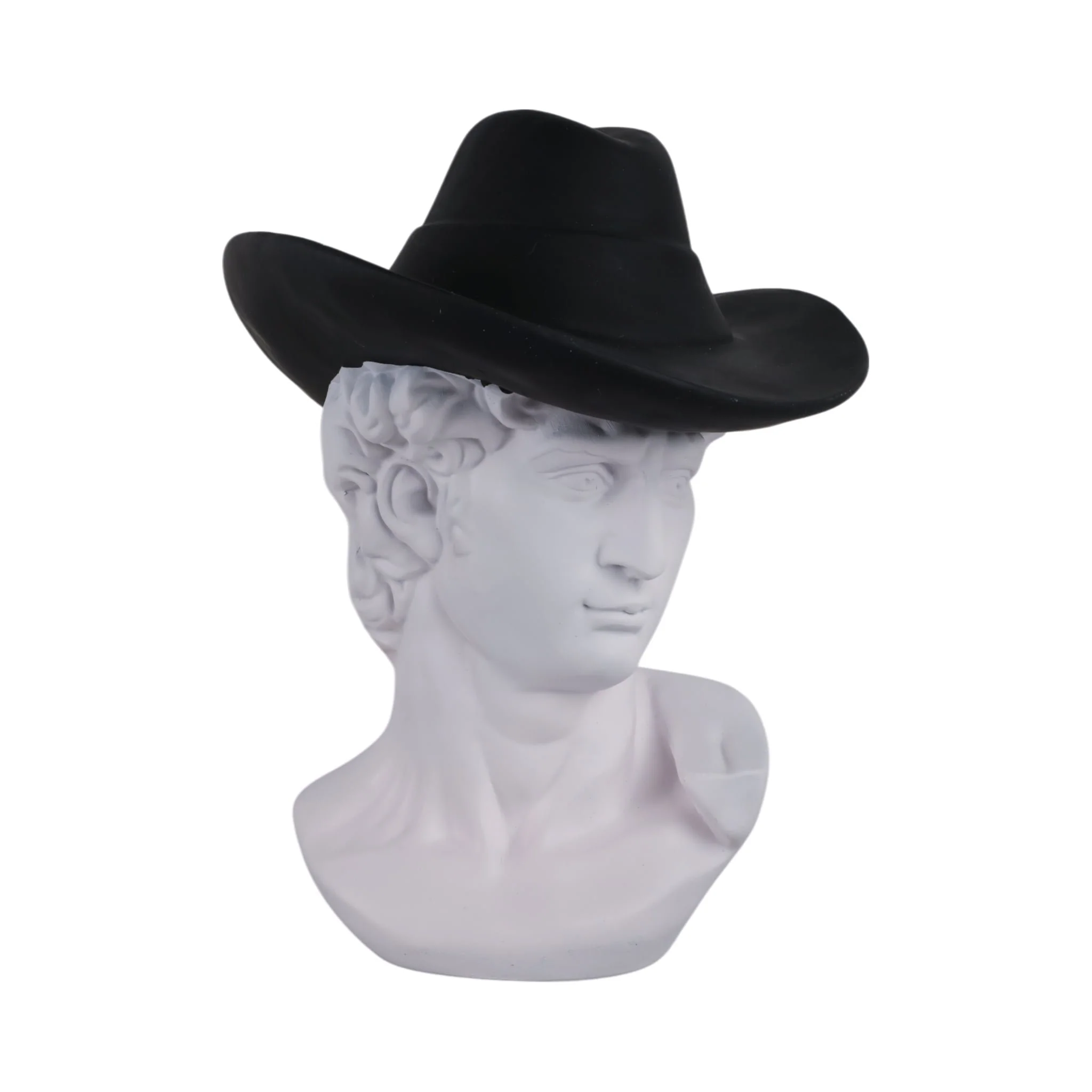 12x10" Greek God With Cowboy Hat, White/black