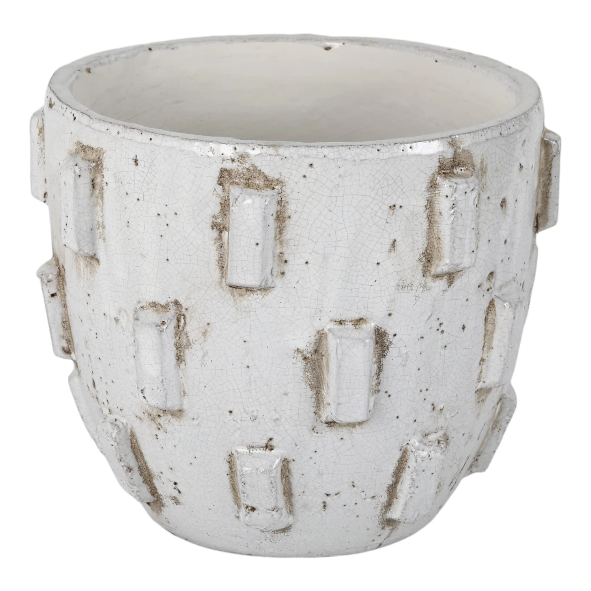 12x10" Sculptural Hobnail Planter, White