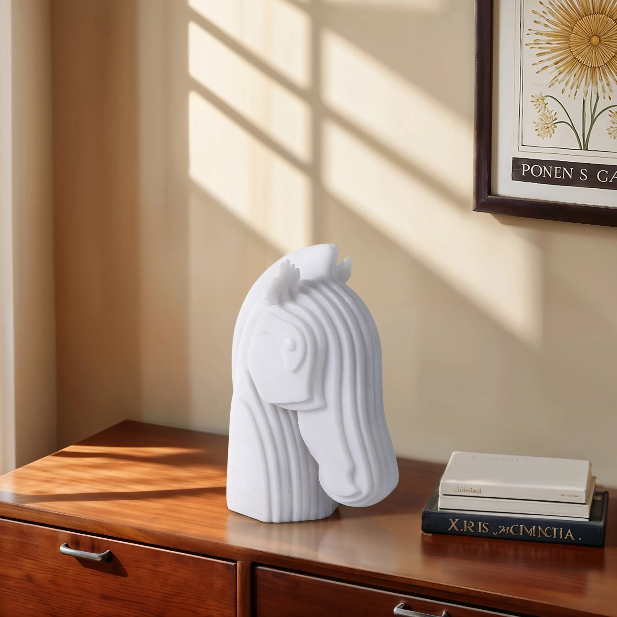 12x10"resin Horse Head Sculpture, White - Image 11
