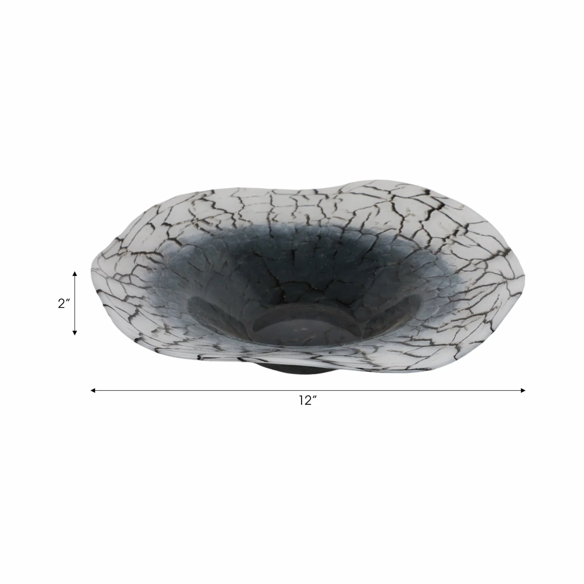 12x12" Abstract Glass Bowl With Veining, White/bla - Image 8