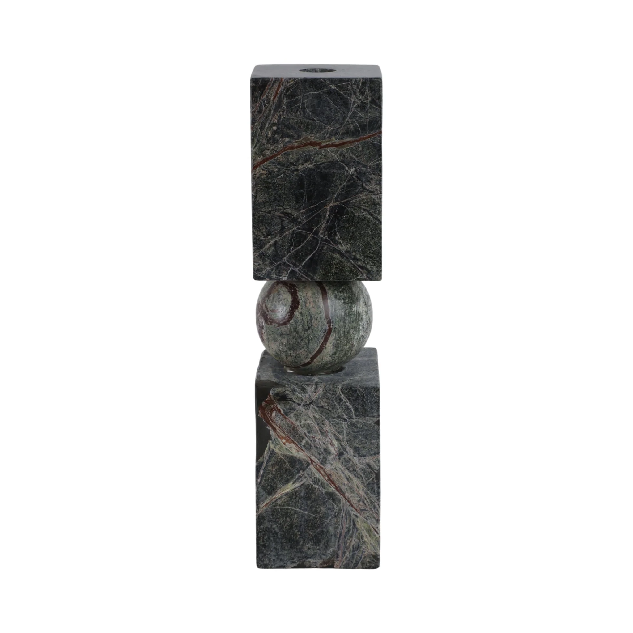 12x3" Chunky Marble Taper Holder, Forest Green