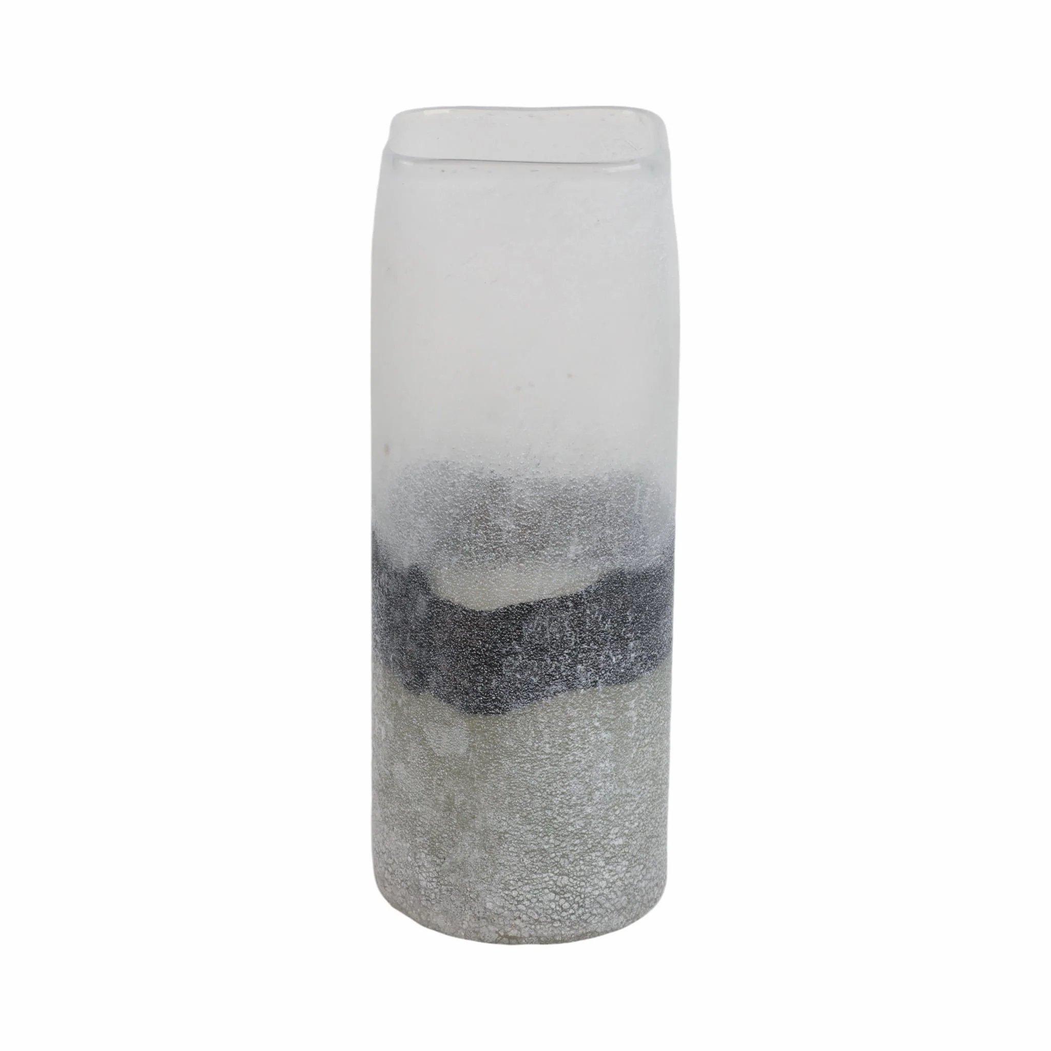 12x6" Ombre Soda Finish Glass Vase, Clear/black