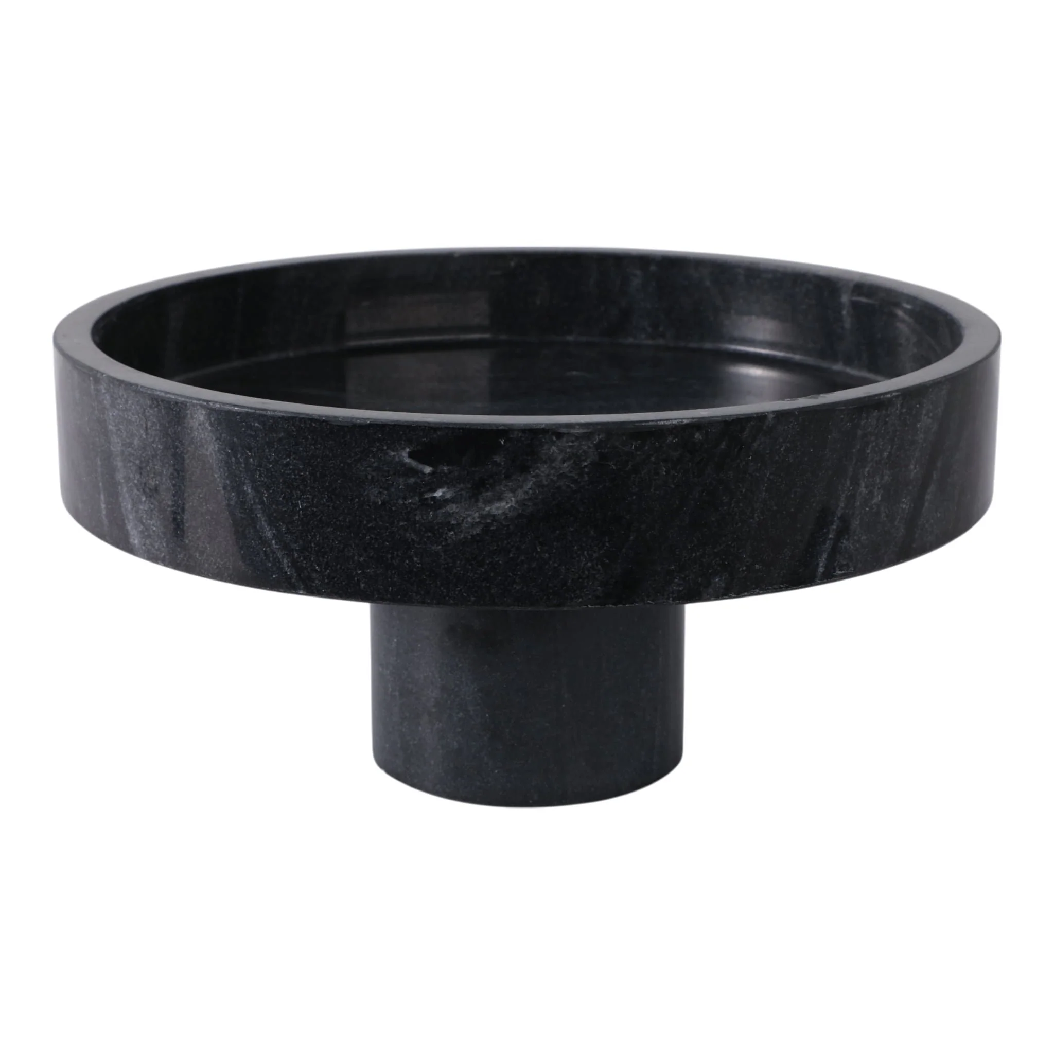 12x6"marble Pedestal Bowl, Black