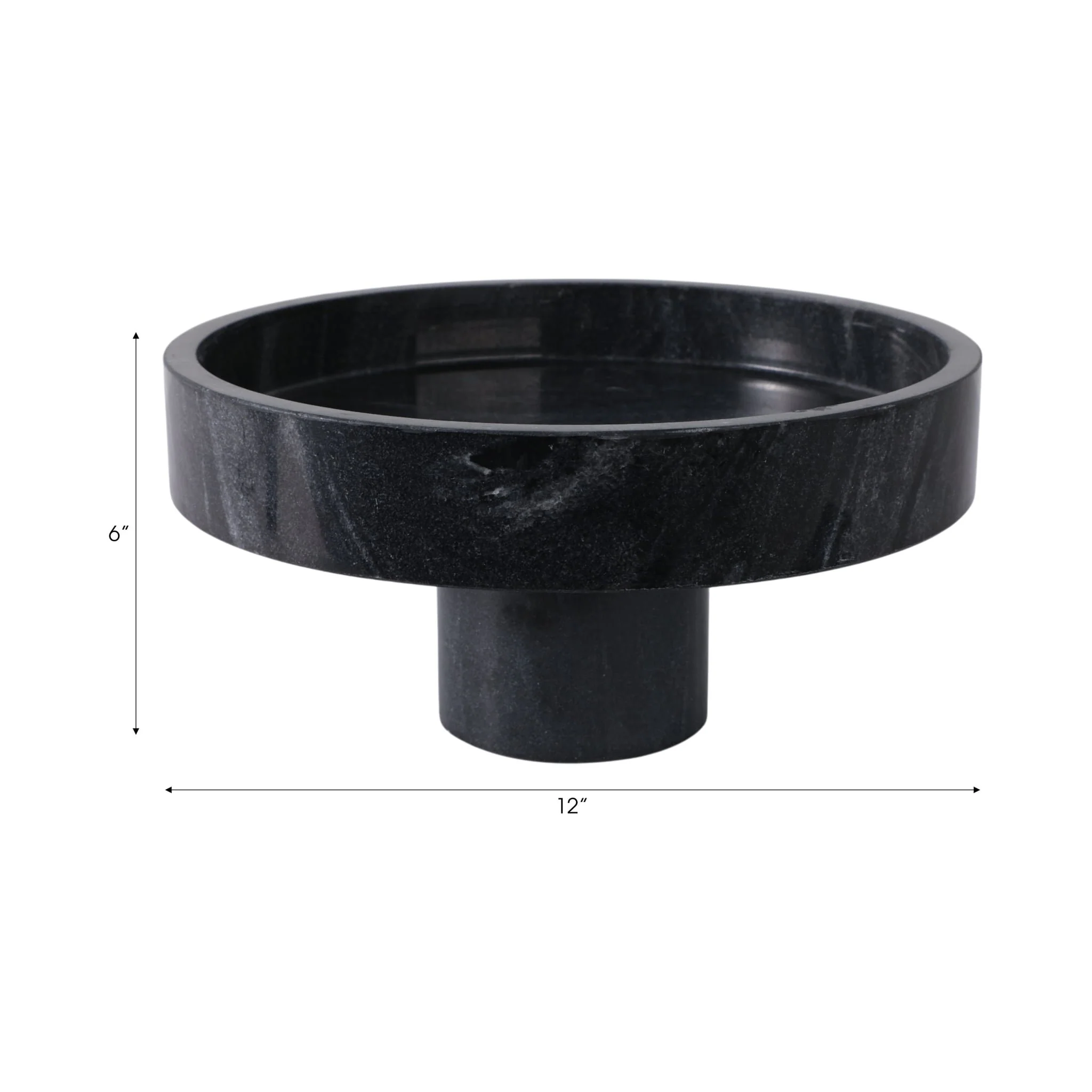 12x6"marble Pedestal Bowl, Black - Image 9