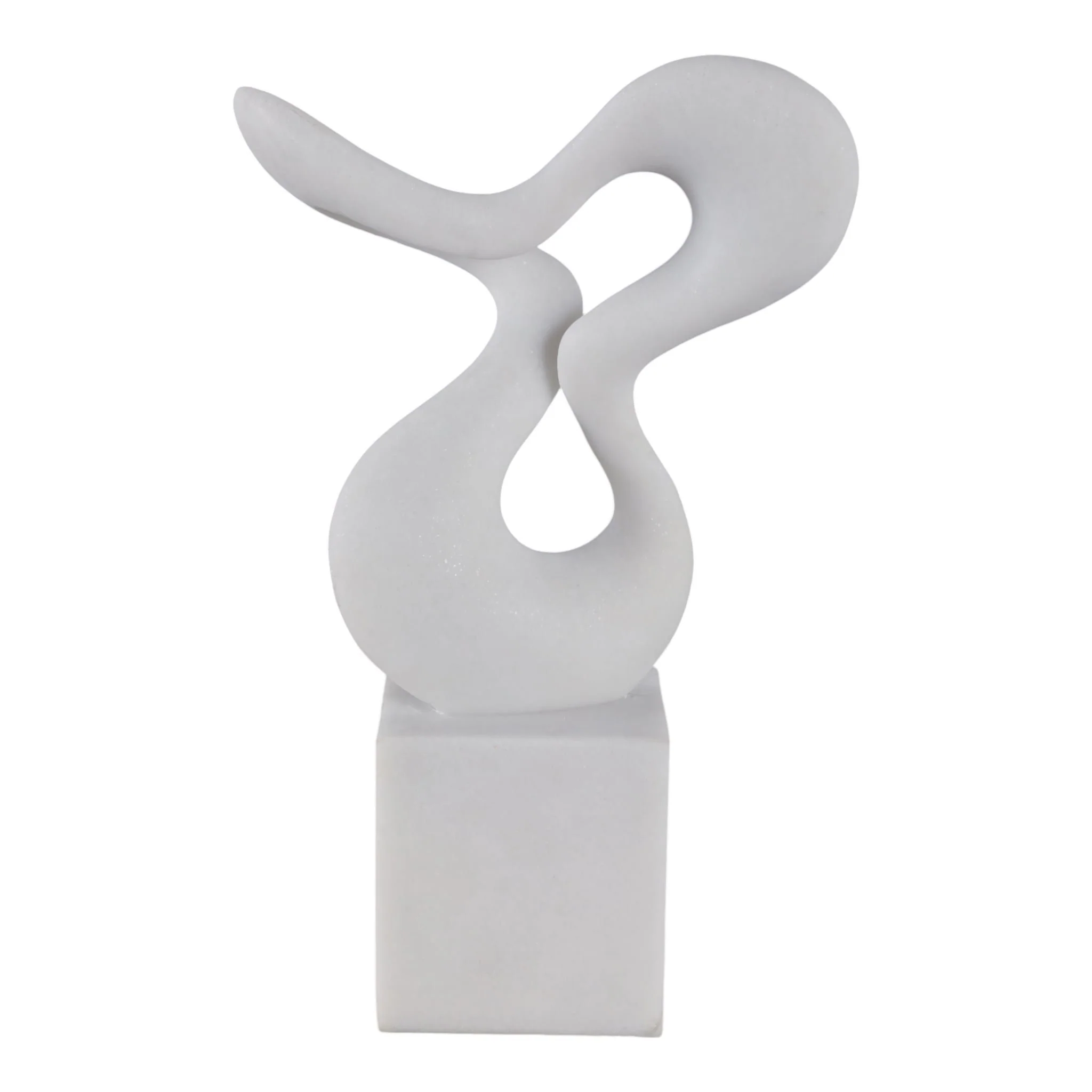 12x7" Abstract Resin Sculpture On Base, White