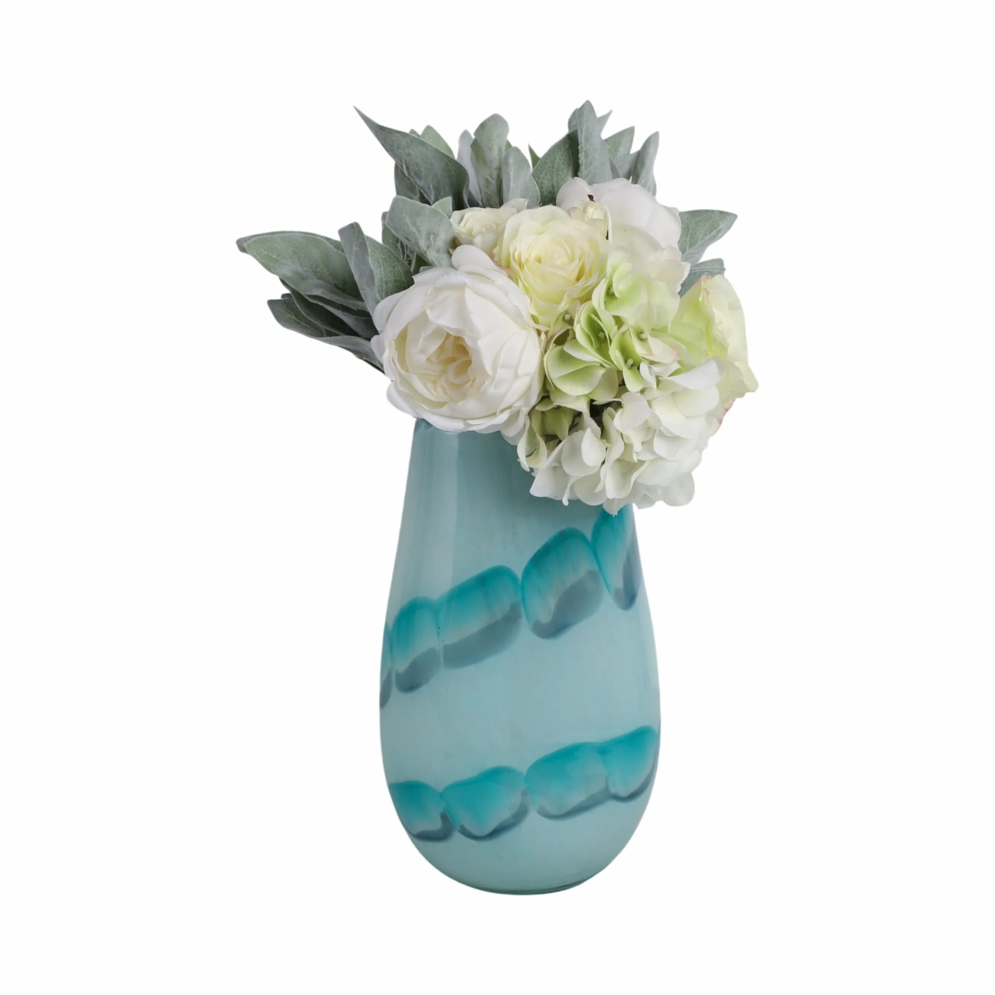 12x7" Bead Pattern Glass Vase, Blue - Image 2