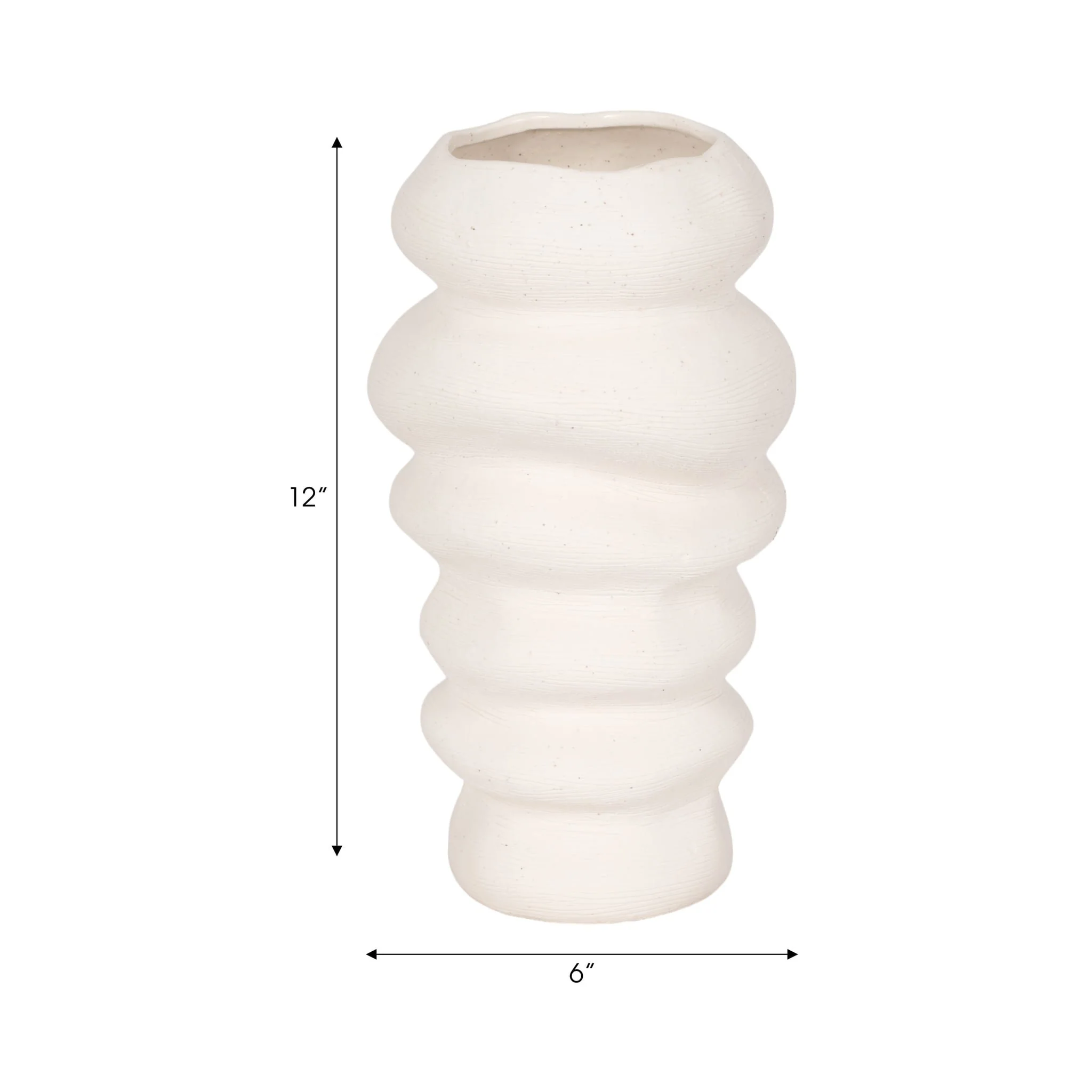 12x7" Hand Scribed Cairn Vase, White - Image 8