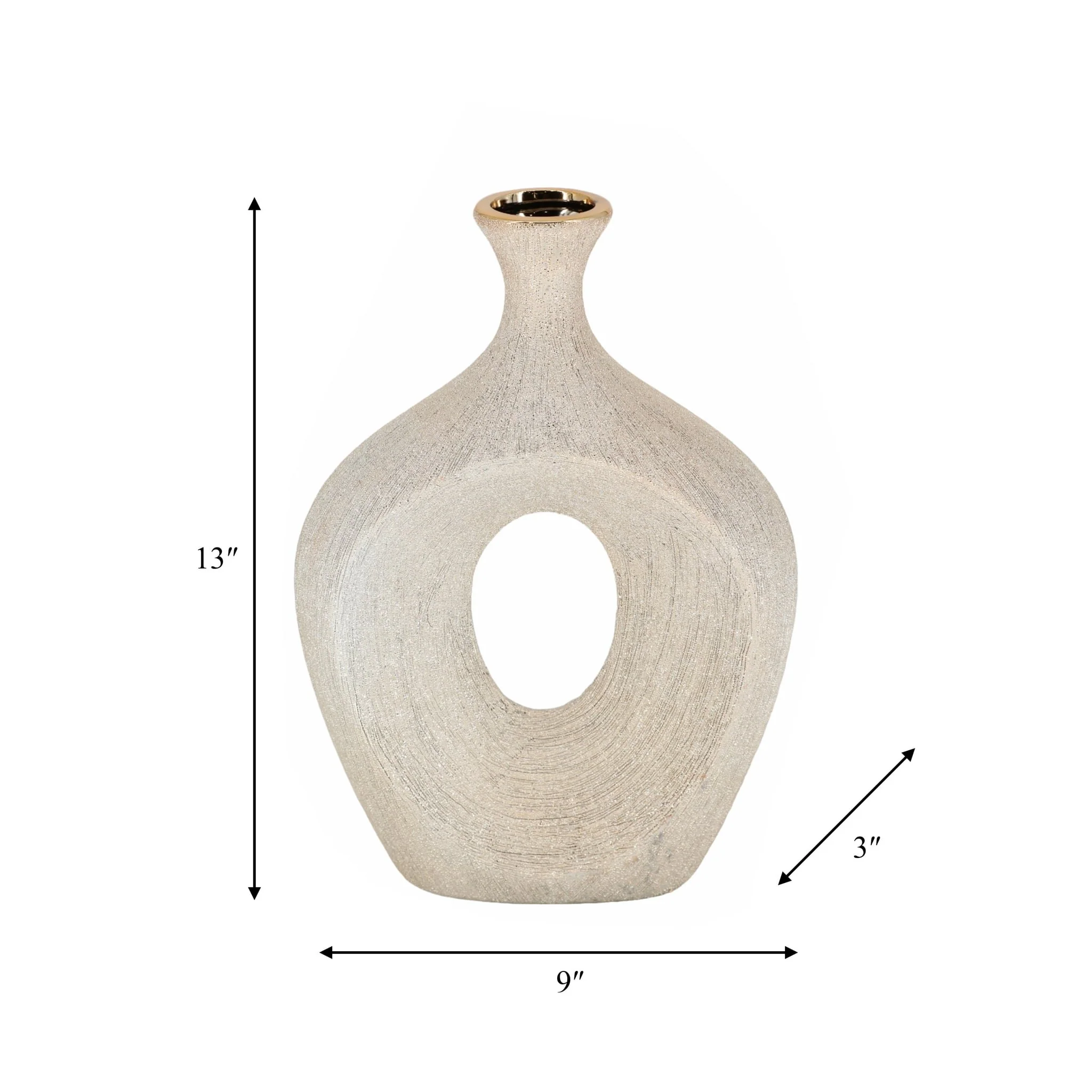 13" Beaded Oval Vase Cut-out, Champagne - Image 8
