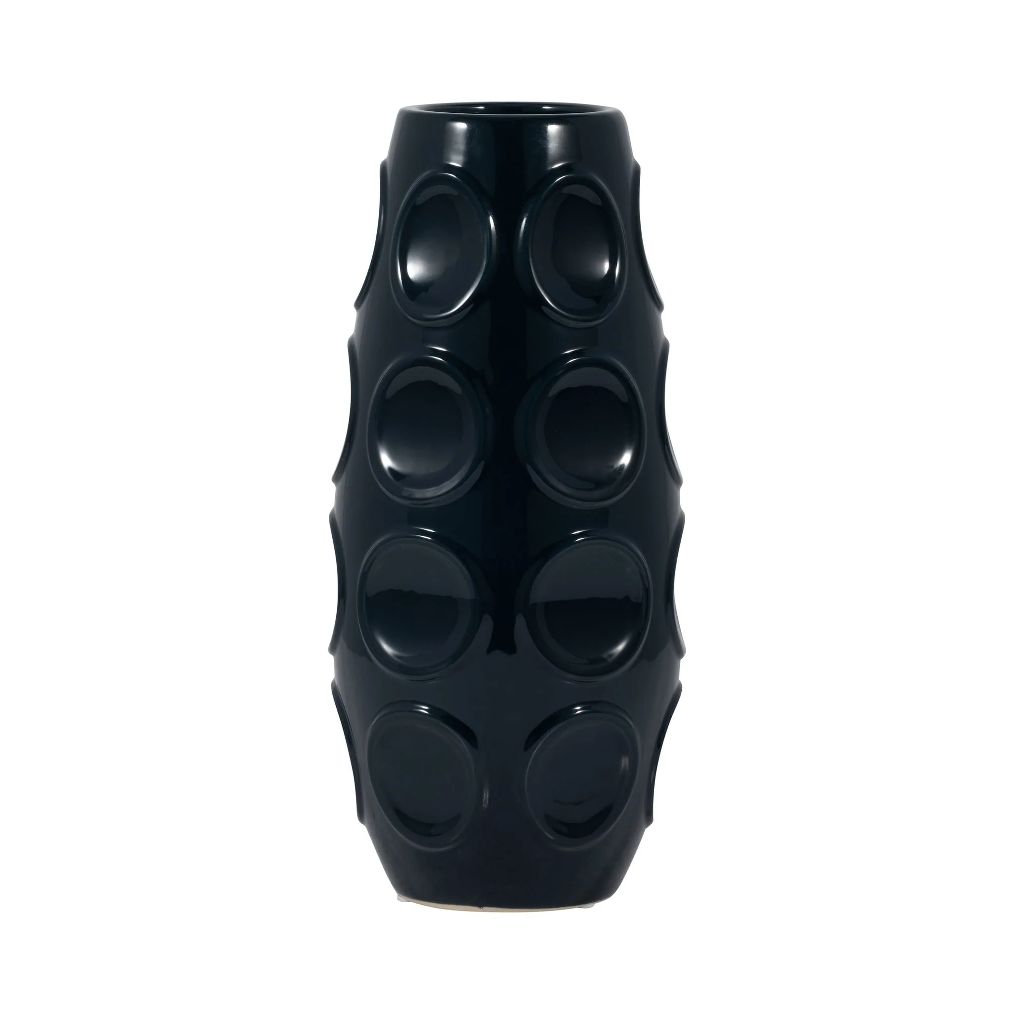13" Circle Embossed Vase, Navy - Image 3