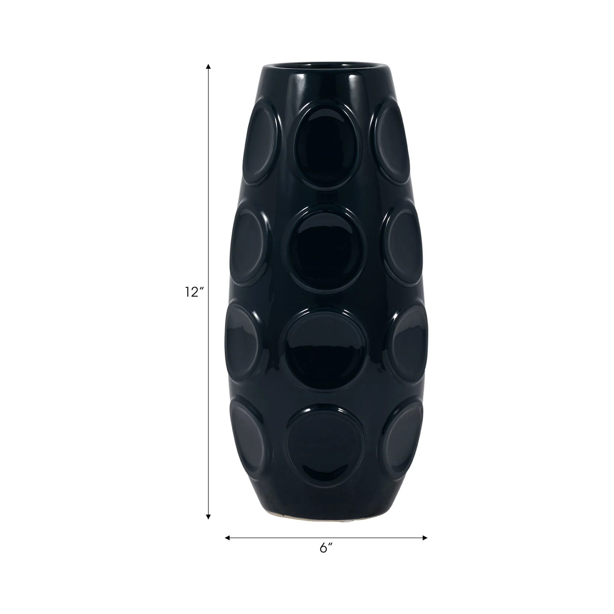 13" Circle Embossed Vase, Navy - Image 7