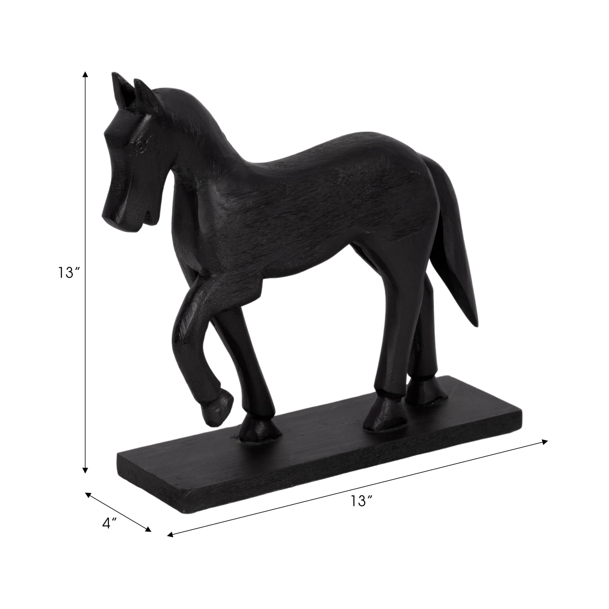 13" Galloping Horse On Base, Black - Image 8