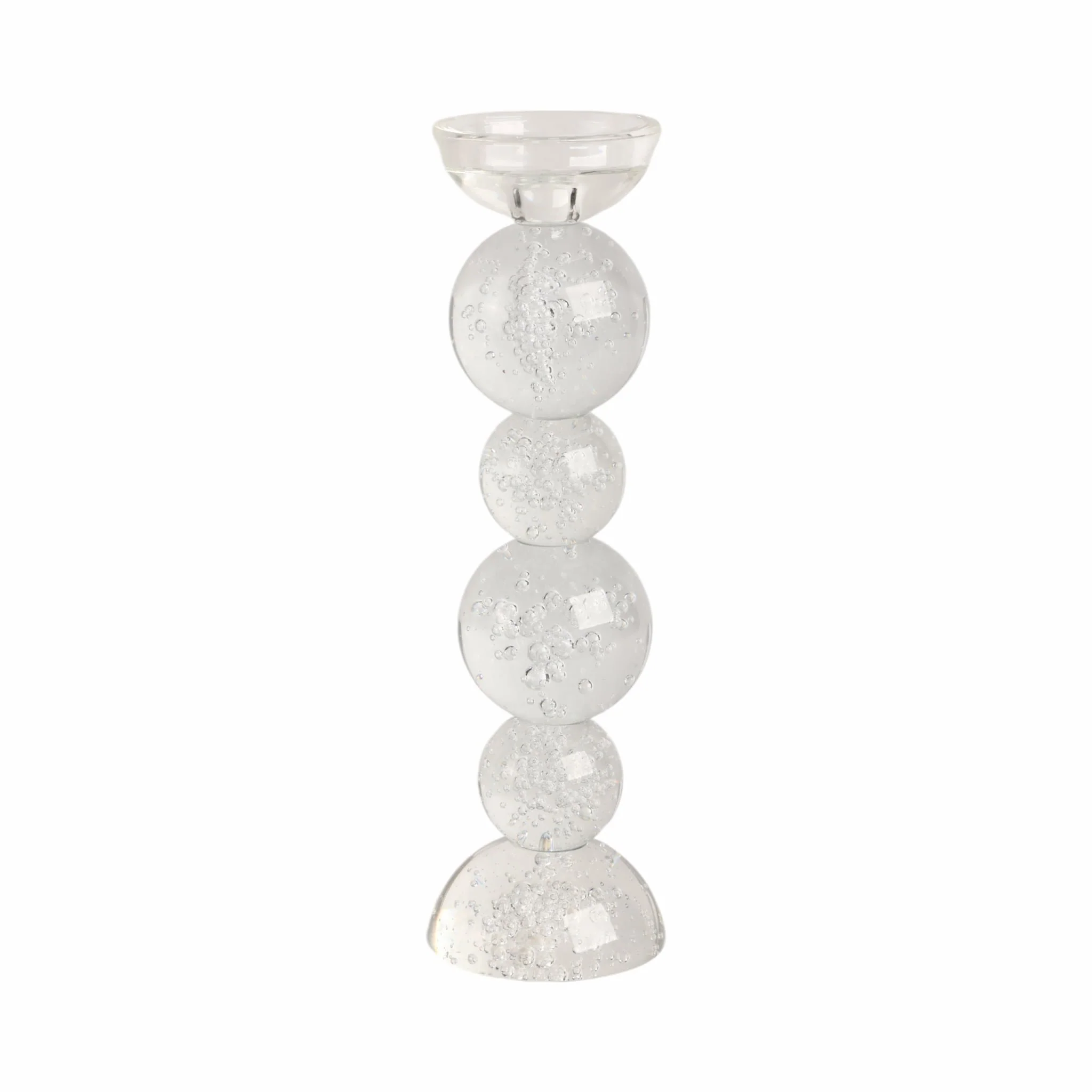13" Multi Bubble Crystal Candle Holder W/ Taper, C