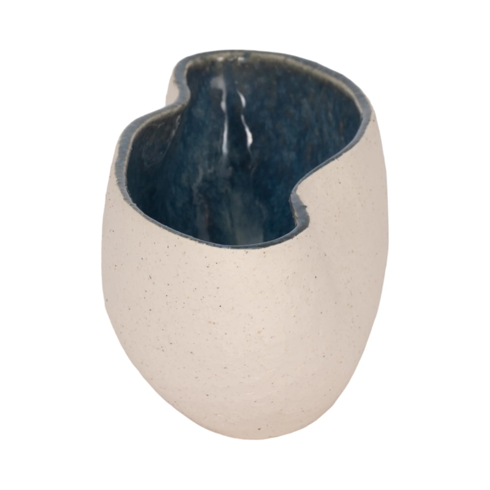 13" Reactive Curvy Oval Bowl, Blue/white - Image 4