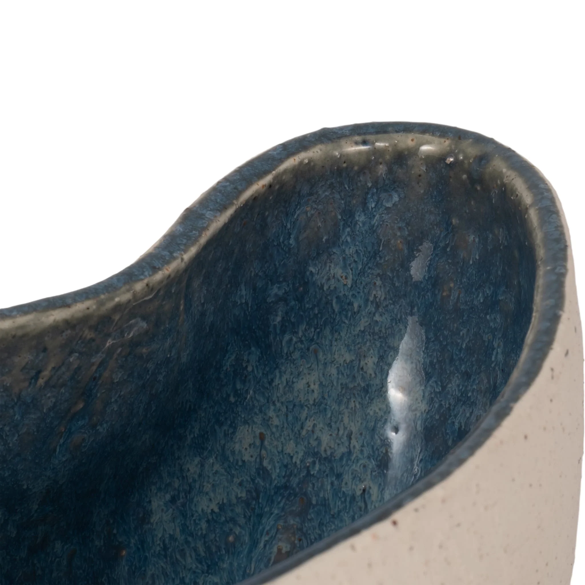 13" Reactive Curvy Oval Bowl, Blue/white - Image 5