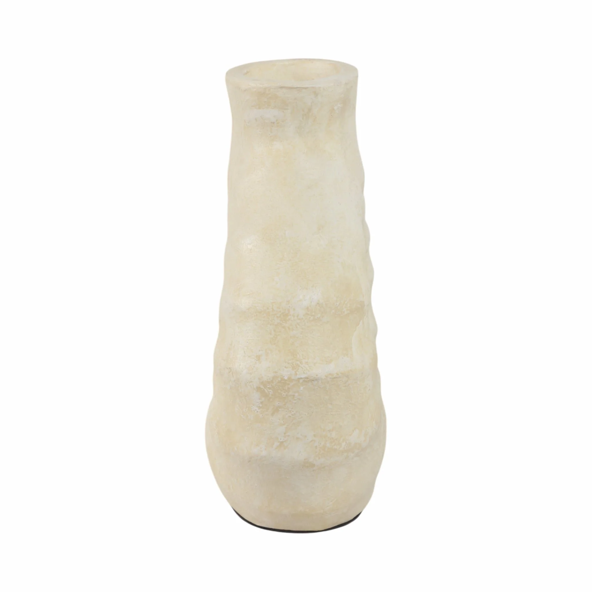 13" Ridged Open Cut-out Terracotta Vase, Ivory - Image 3