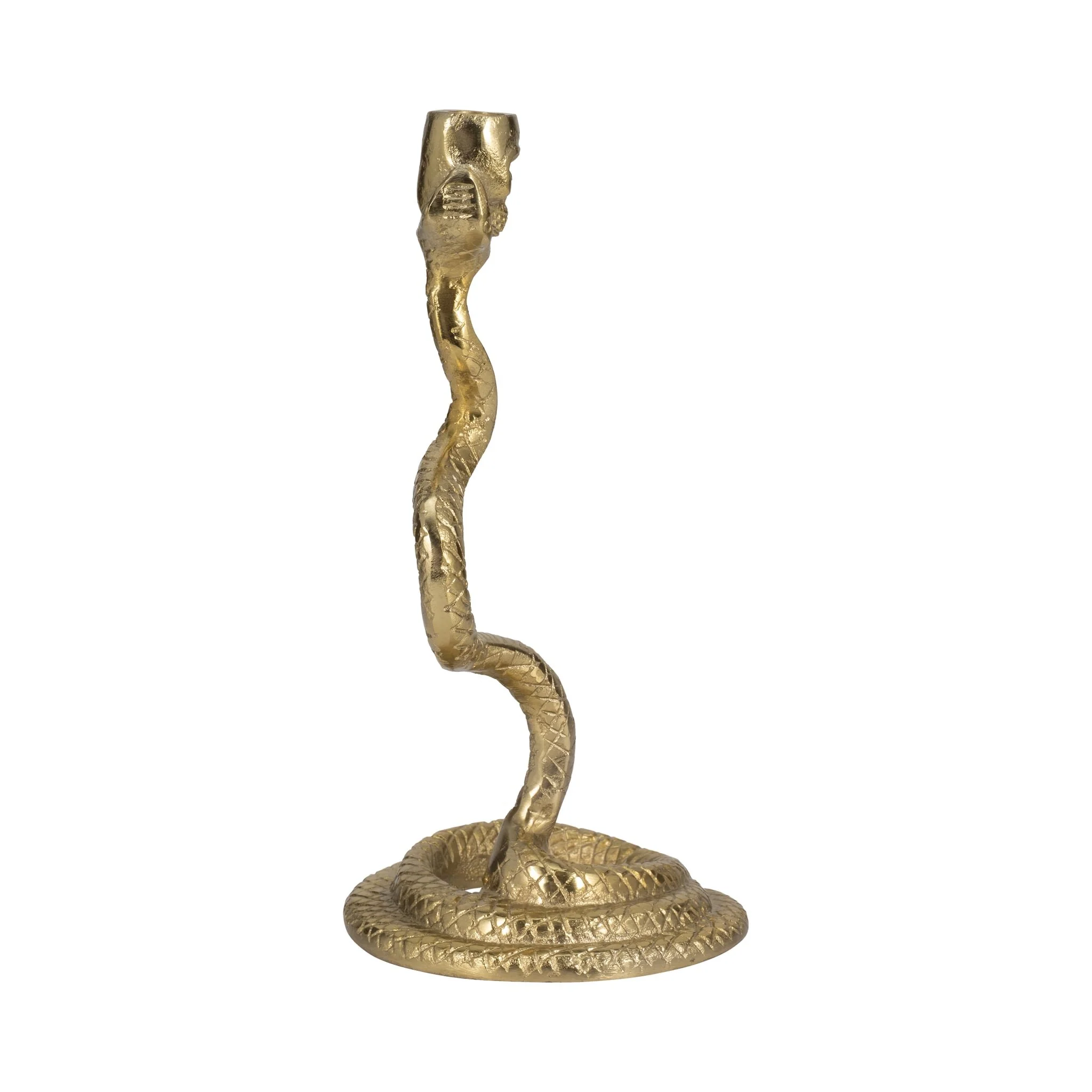 13" Snake Taper Candle Holder, Gold - Image 4