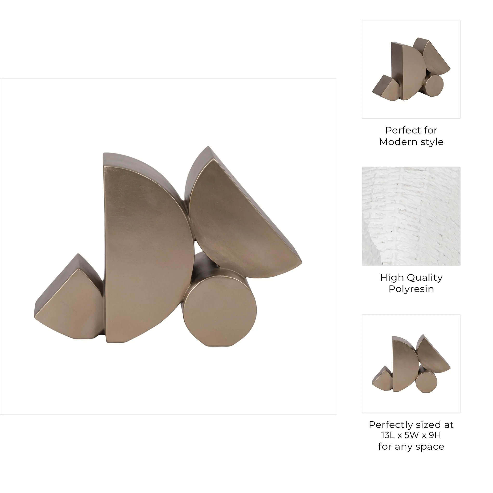 13" Stacked Shapes Sculpture, Champagne - Image 9