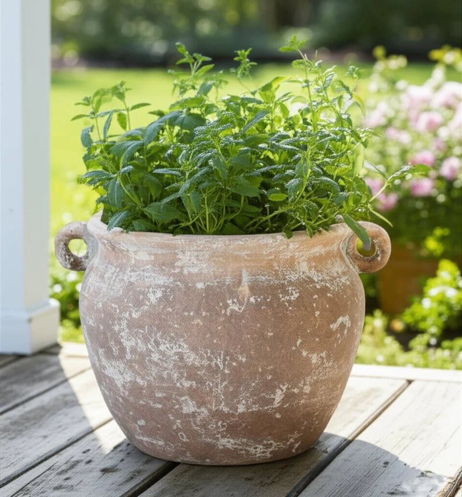13" Textured Stoneware Jug Planter, Ivory - Image 12