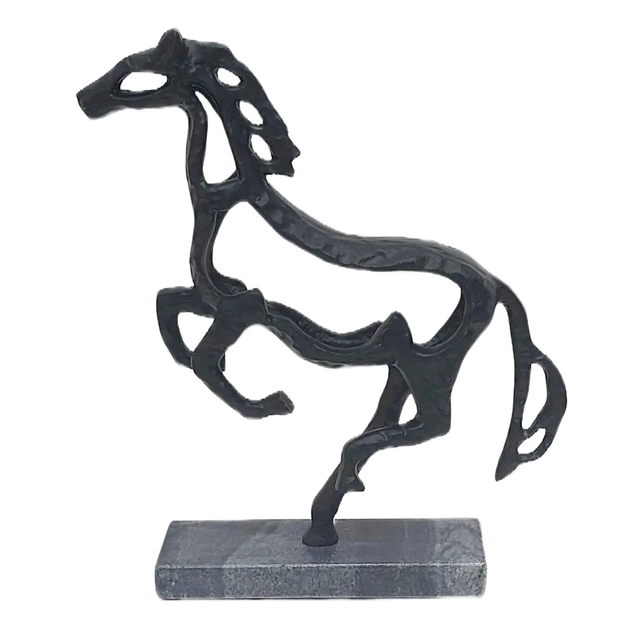 13x11" Galloping Horse On Marble Base, Black