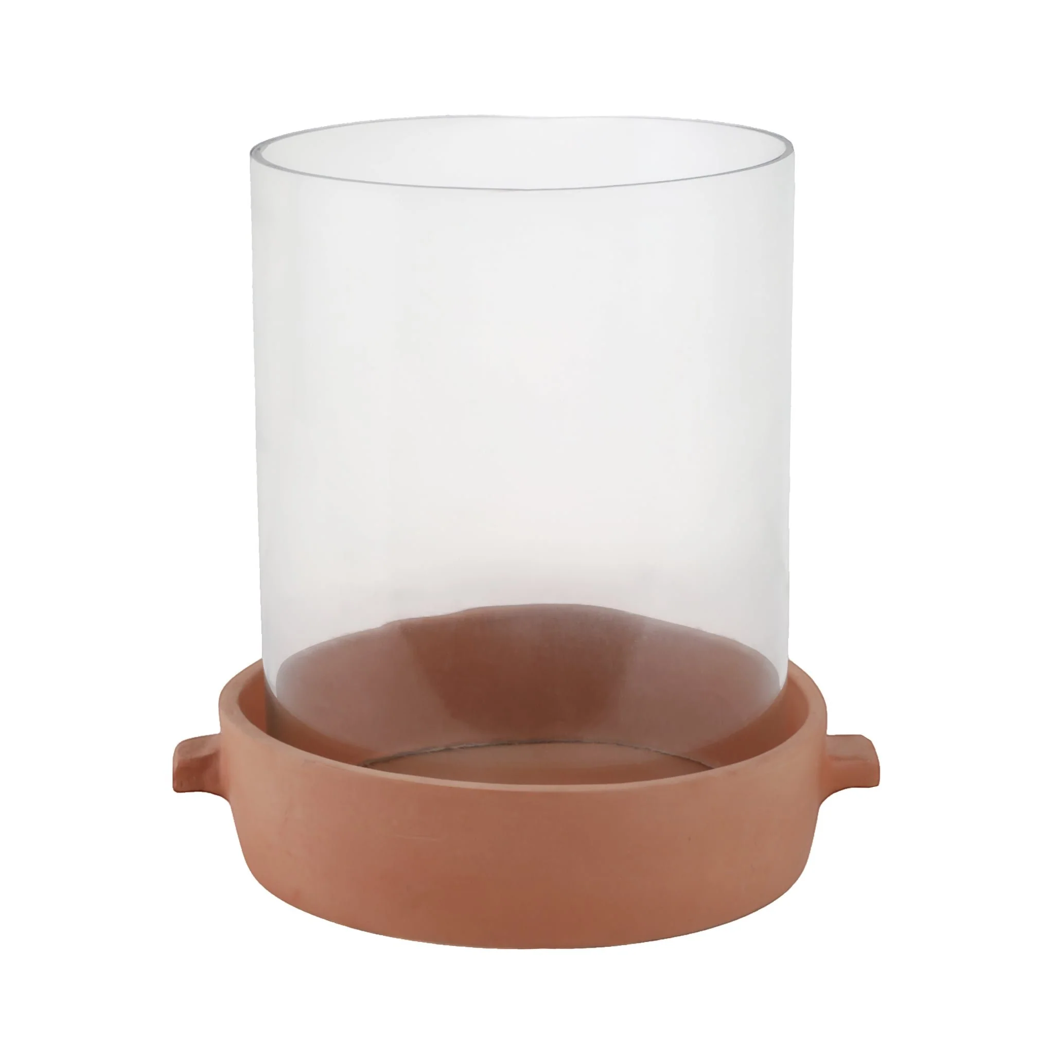 13x12" Terracotta Hurricane Pillar Holder, Natural