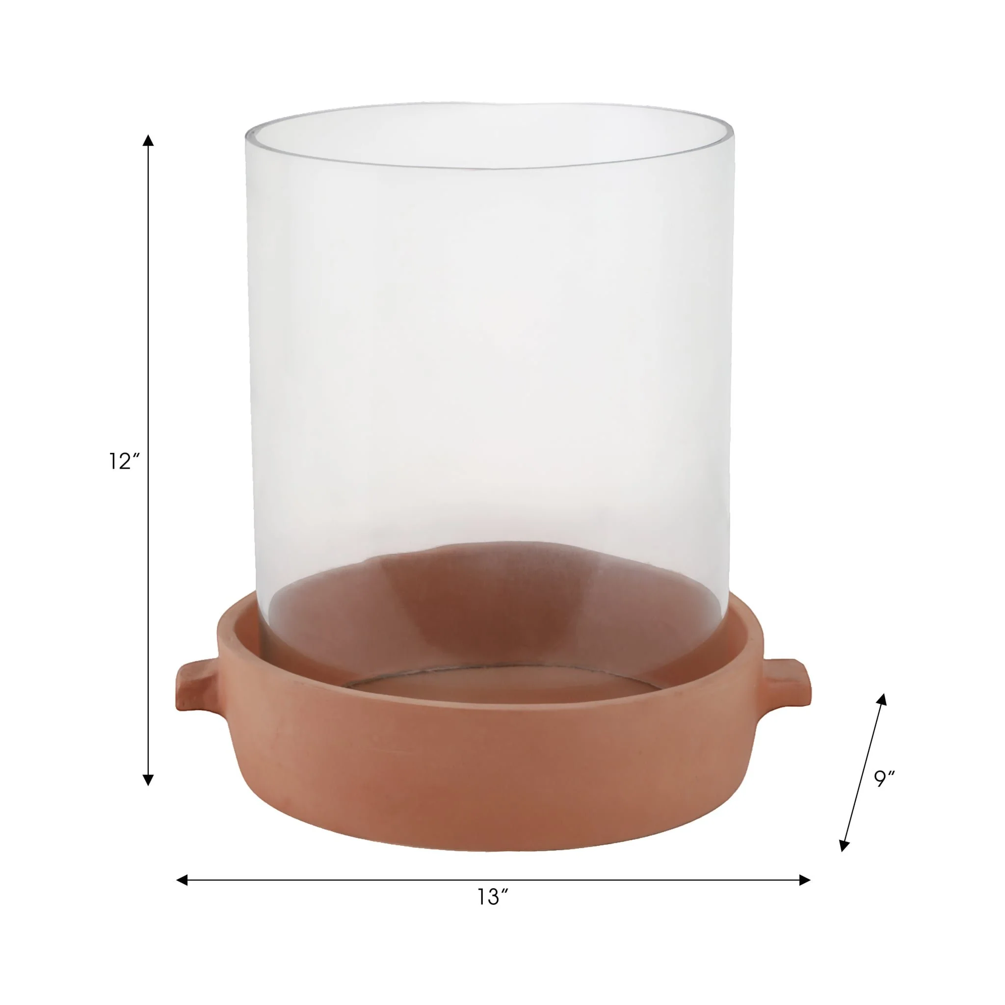 13x12" Terracotta Hurricane Pillar Holder, Natural - Image 8