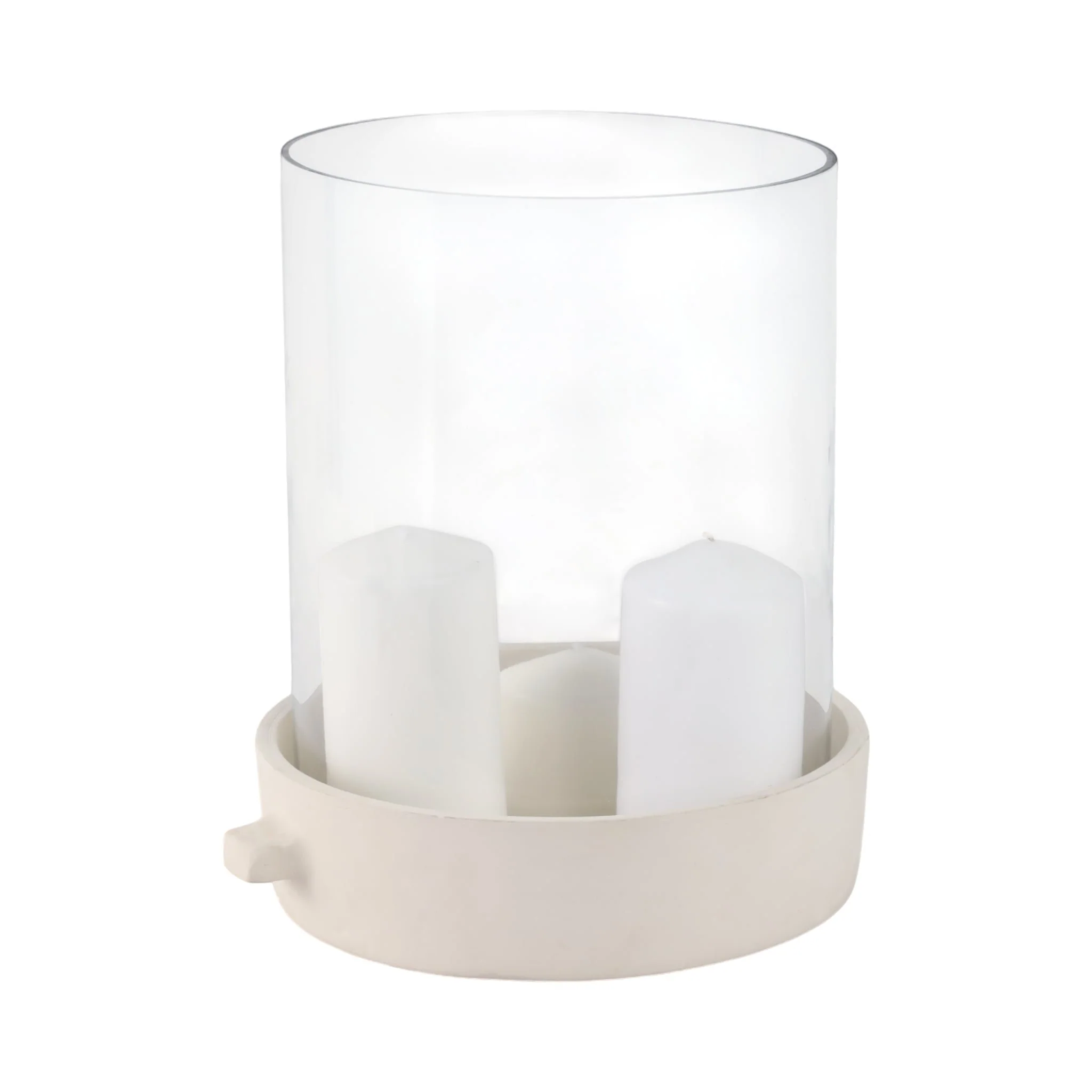13x13" Terracotta Hurricane Pillar Holder, White - Image 2