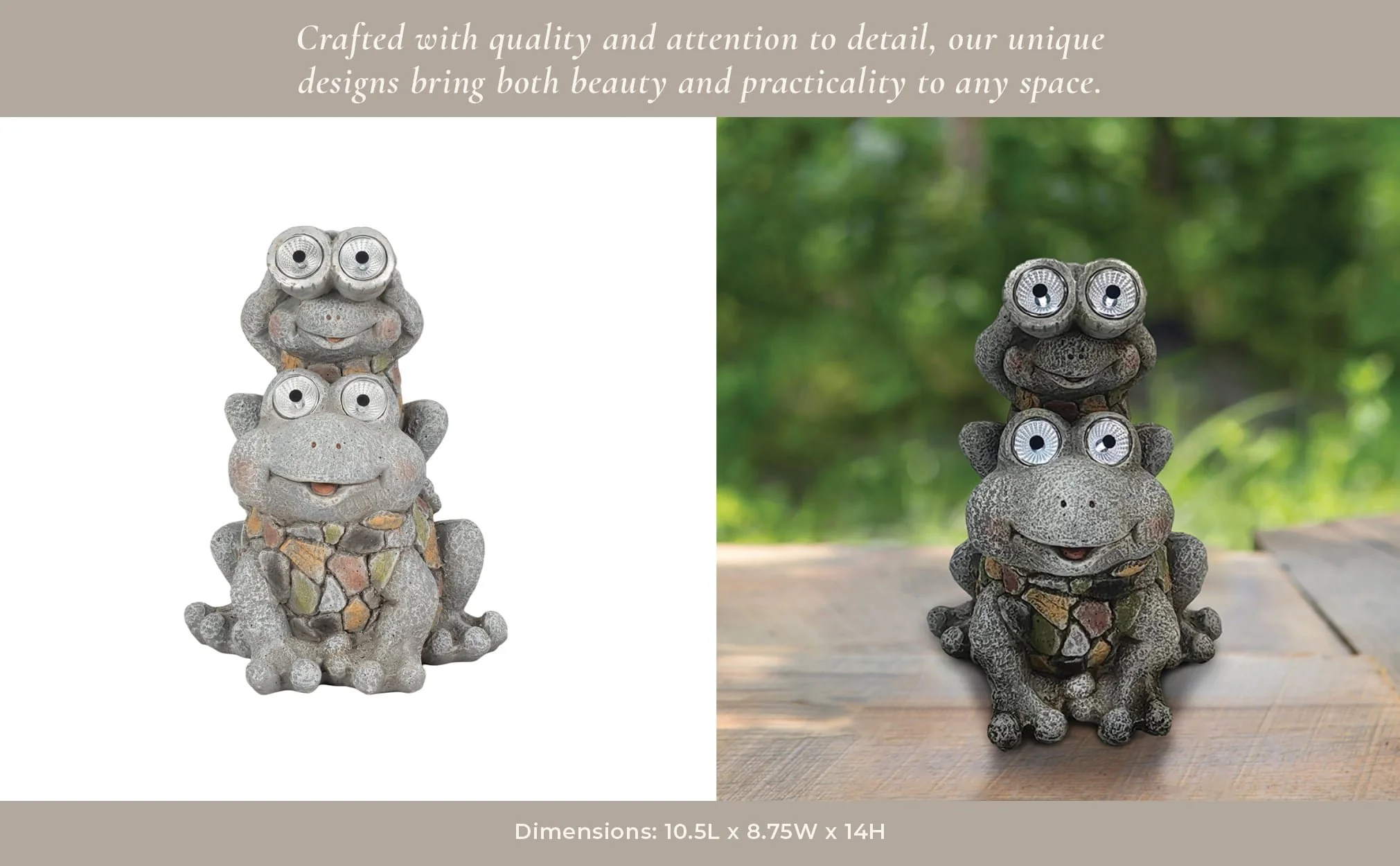 14" Frogs Piggy Back Ride Solar Eyes, Grey - Image 12