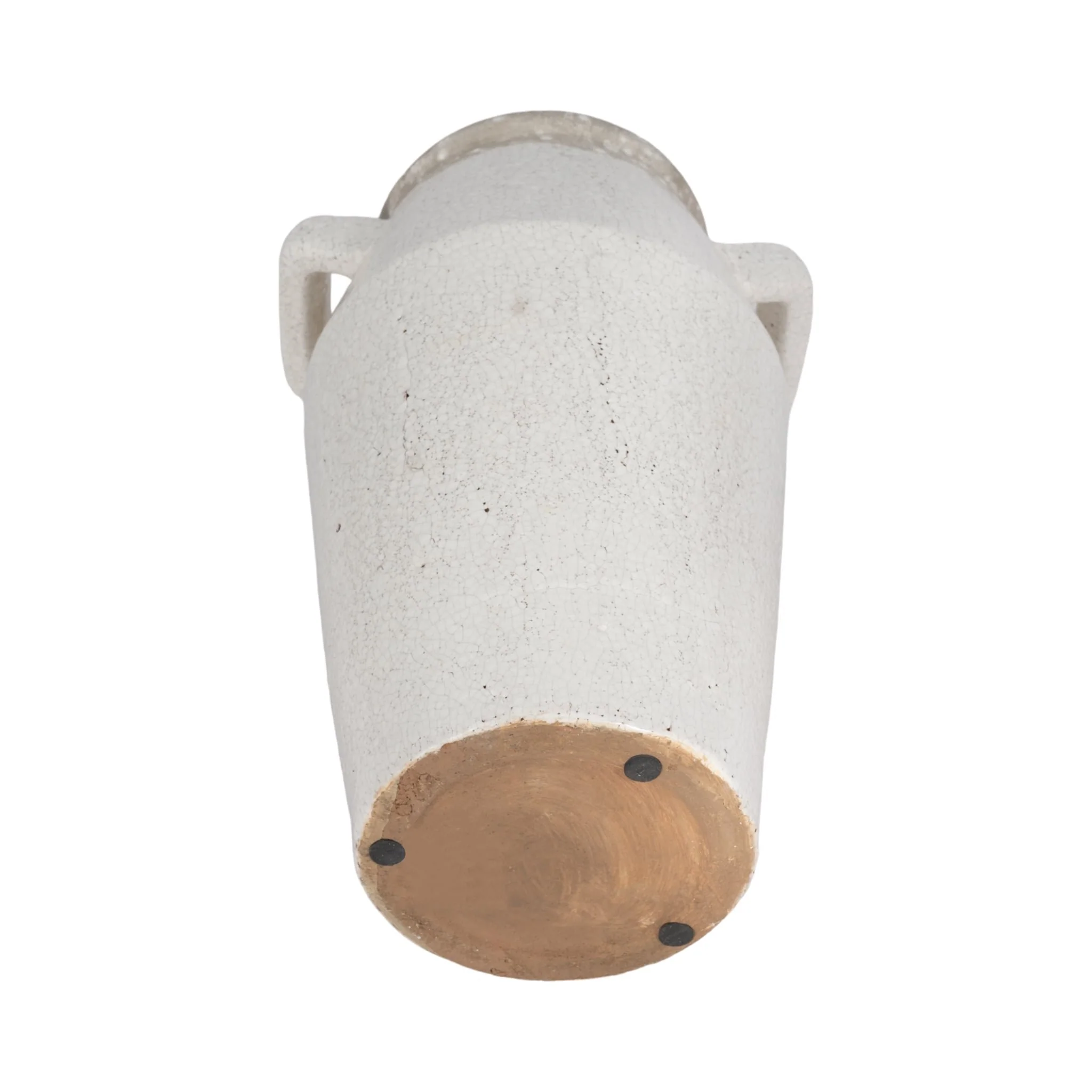 14" Squared Handle Crackle Vase, White/ - Image 7