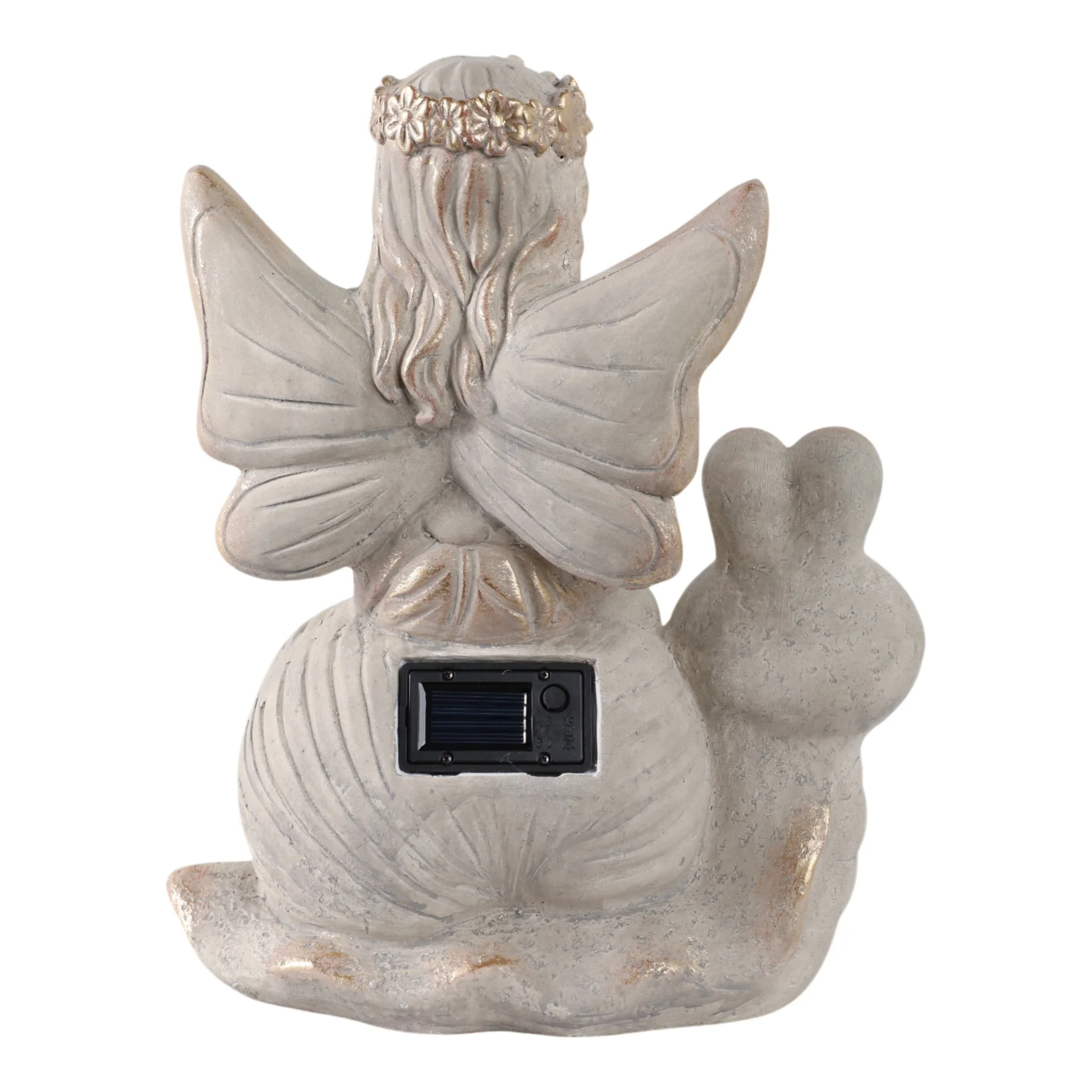 14"garden Fairy On Solar Snail, Ivory - Image 4