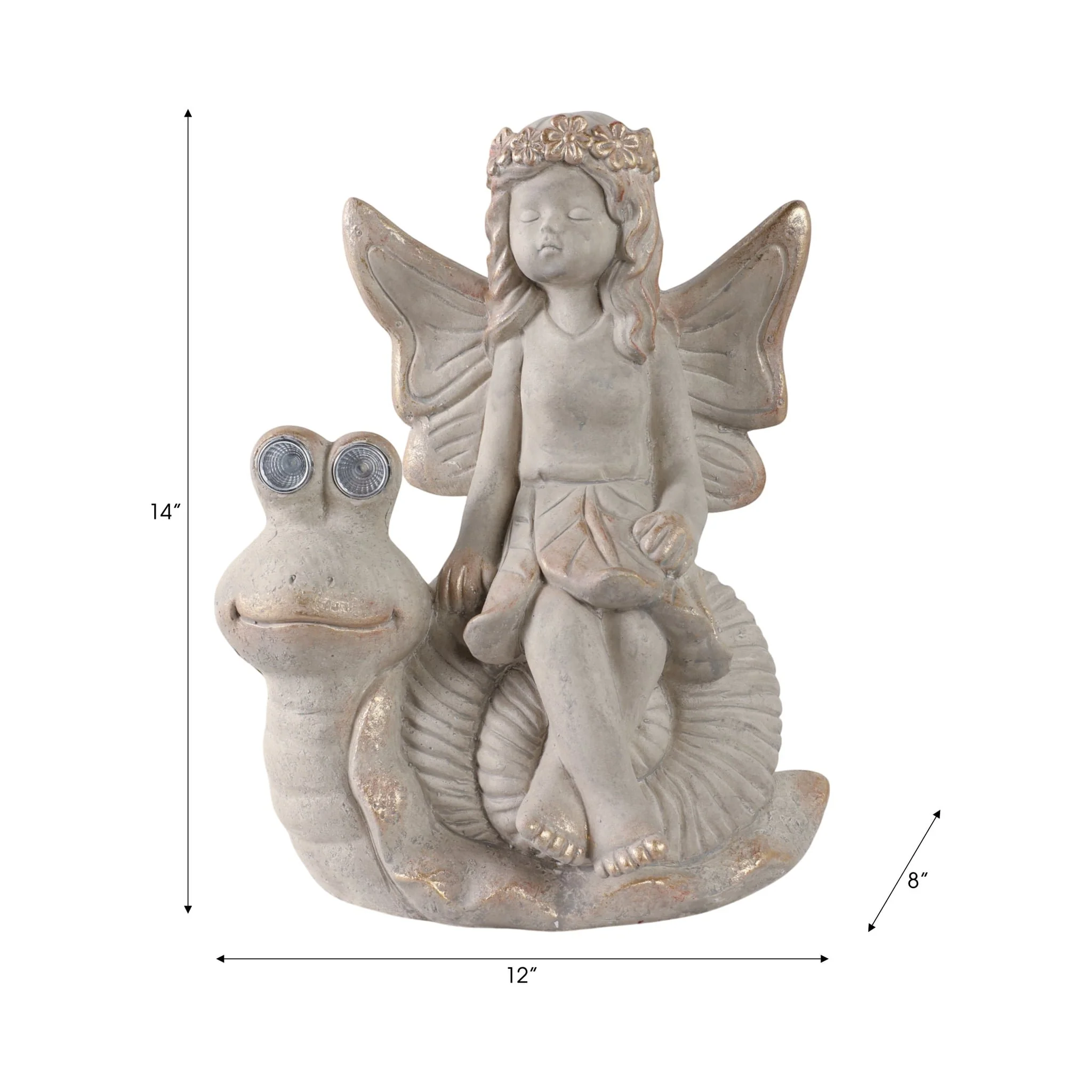 14"garden Fairy On Solar Snail, Ivory - Image 8