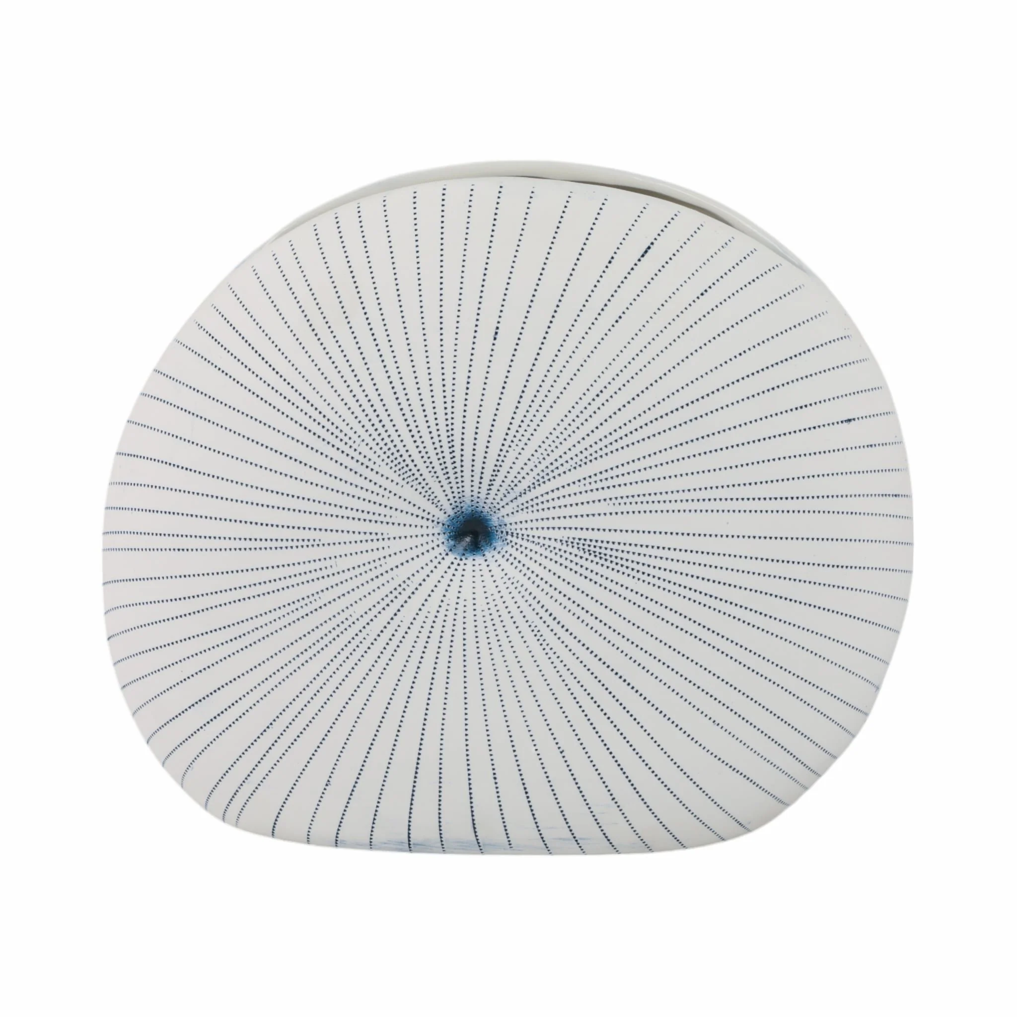 14x12" Round Dotted Shell Vase, White/blue