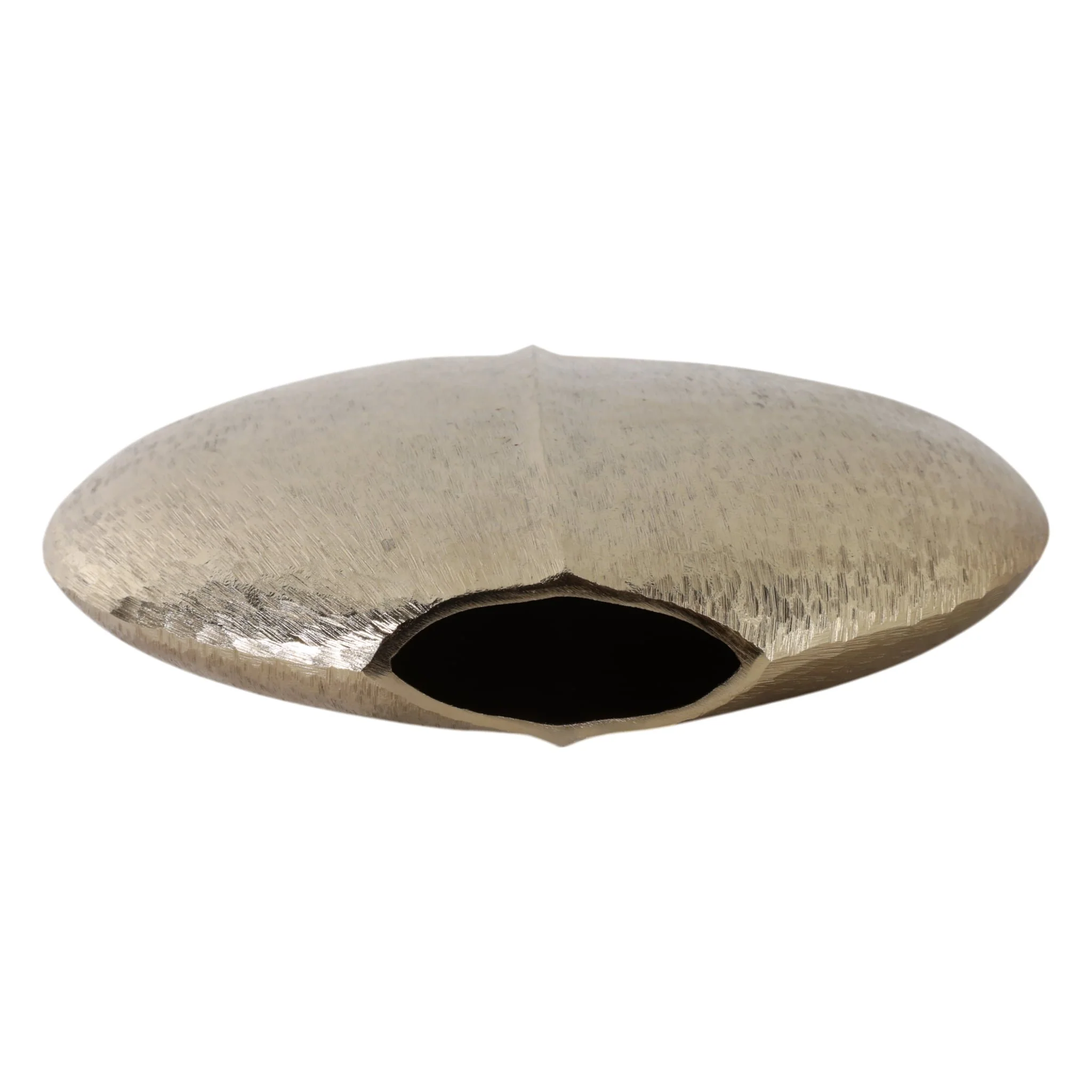 14x14" Modern Round Metal Vase, Gold - Image 6