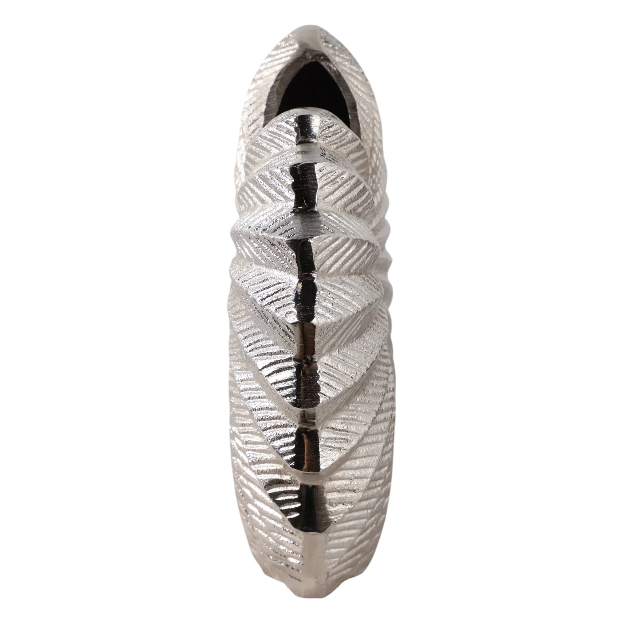 14x14" Seashell Metal Vase, Silver - Image 3