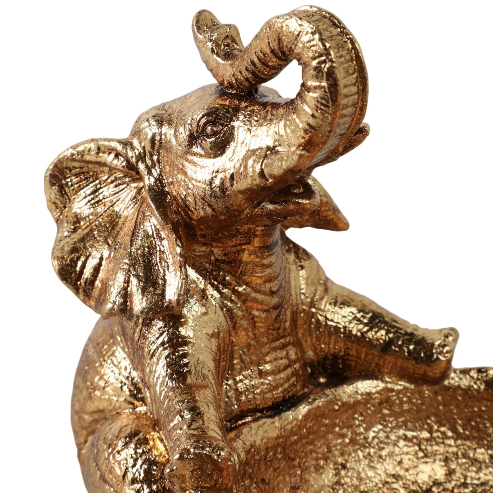 14x6" 2 Elephants Holding Bowl, Gold - Image 5