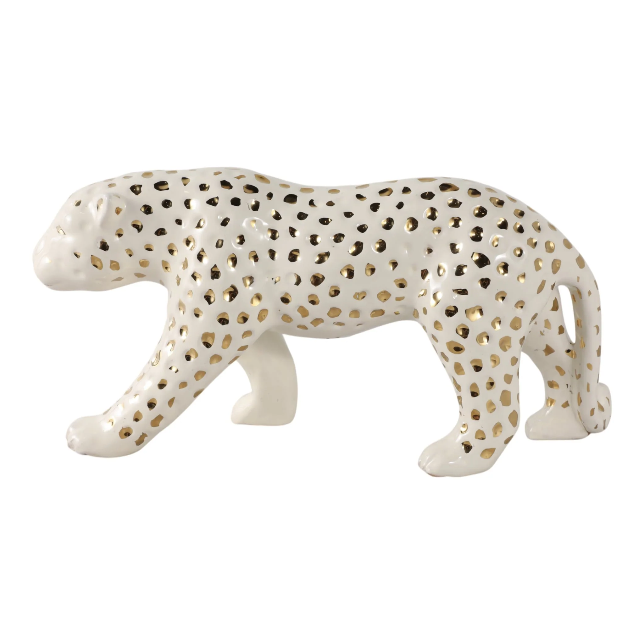 14x7" Walking Leopard, White/gold - Image 4