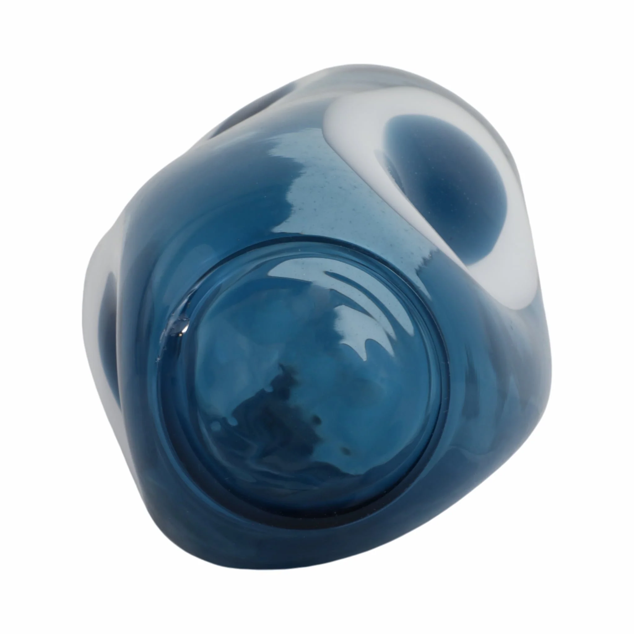 14x8" Curvy Polka Dot Glass Vase, Blue/white - Image 7