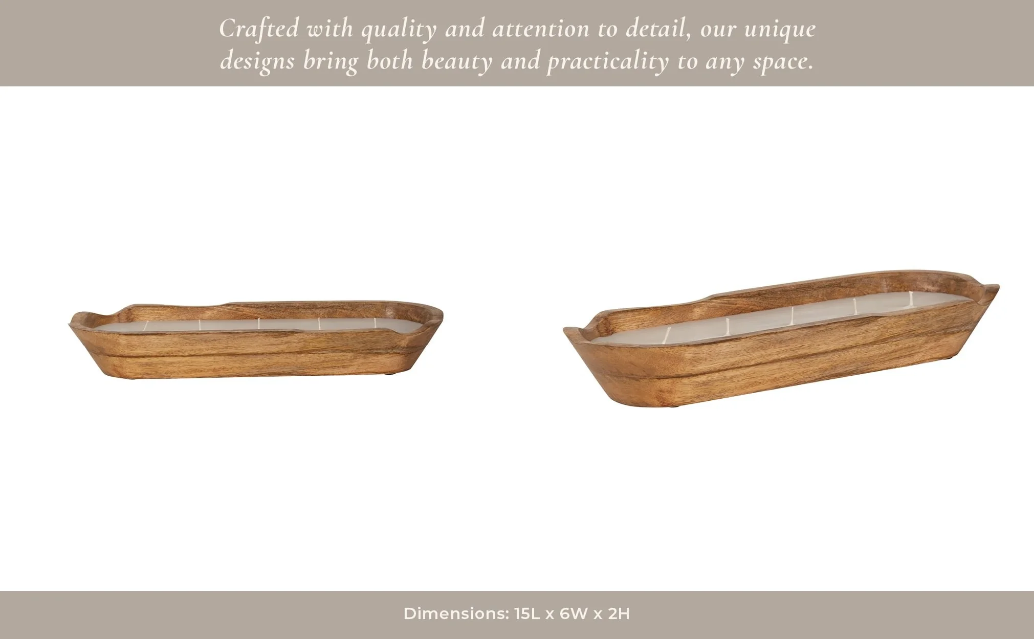 15" 17 Oz Vanilla Oval Wood Bowl Candle, Natural - Image 12