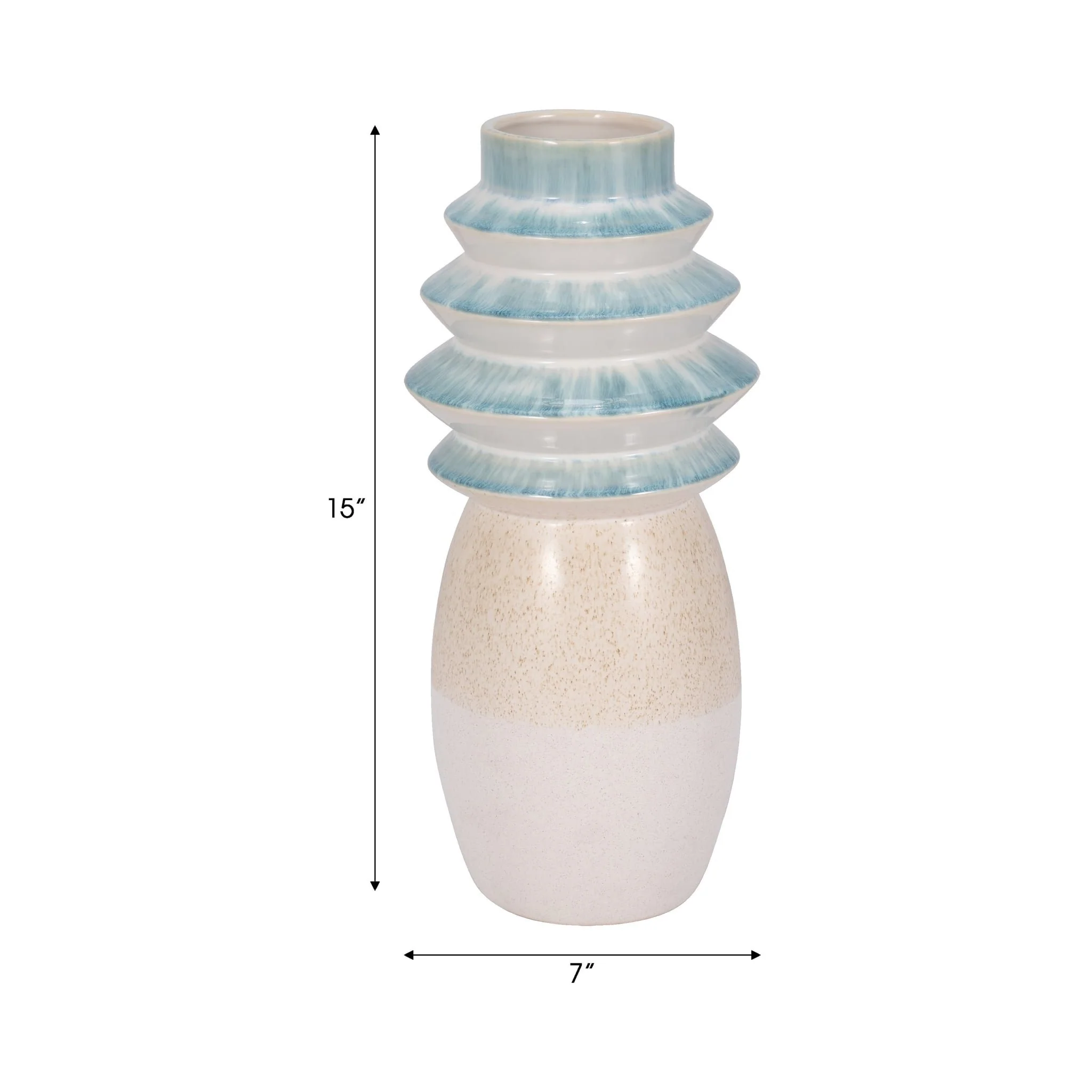 15" Fluted Top Vase Reactive Finish, Multi - Image 8