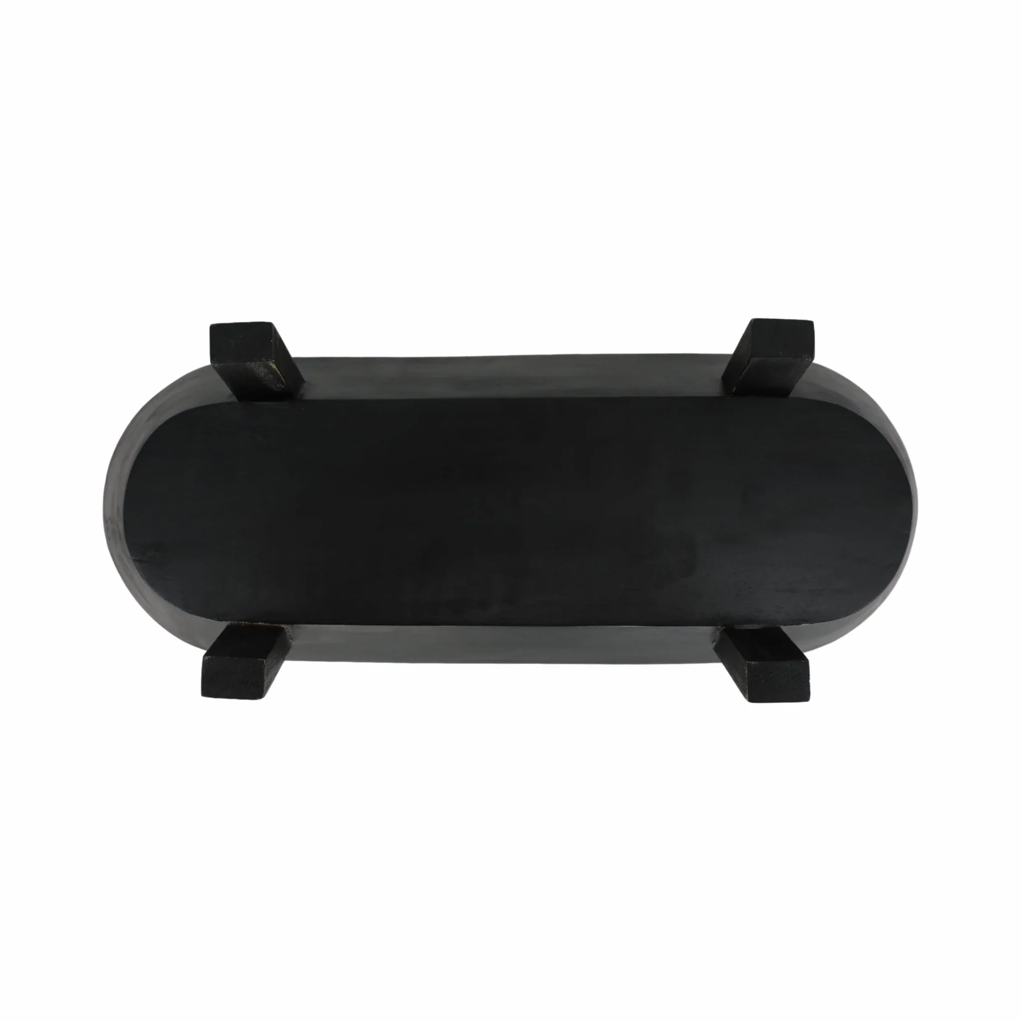 15" Footed Oval Bowl, Black - Image 6