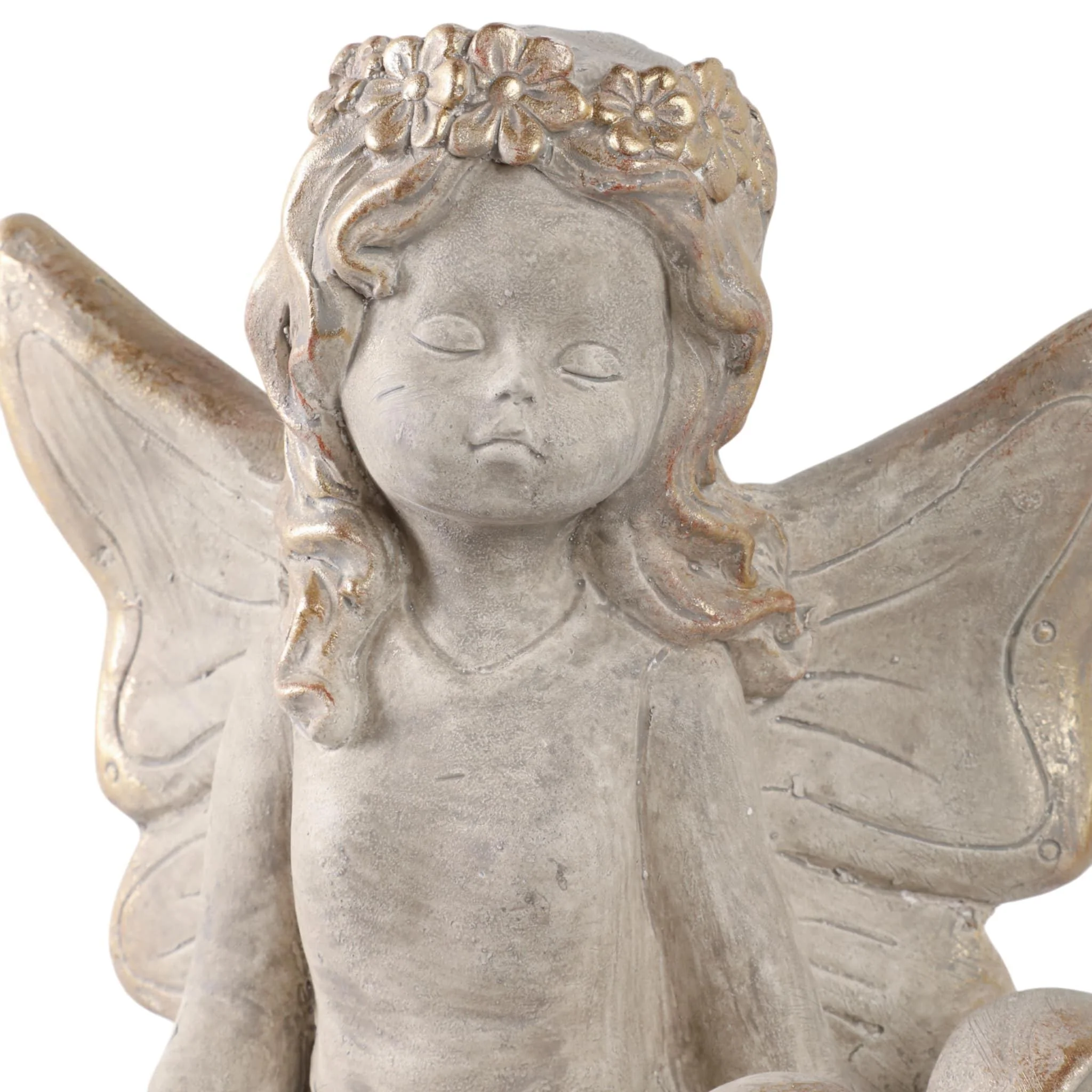 15" Garden Fairy On Solar Frog, Ivory - Image 5