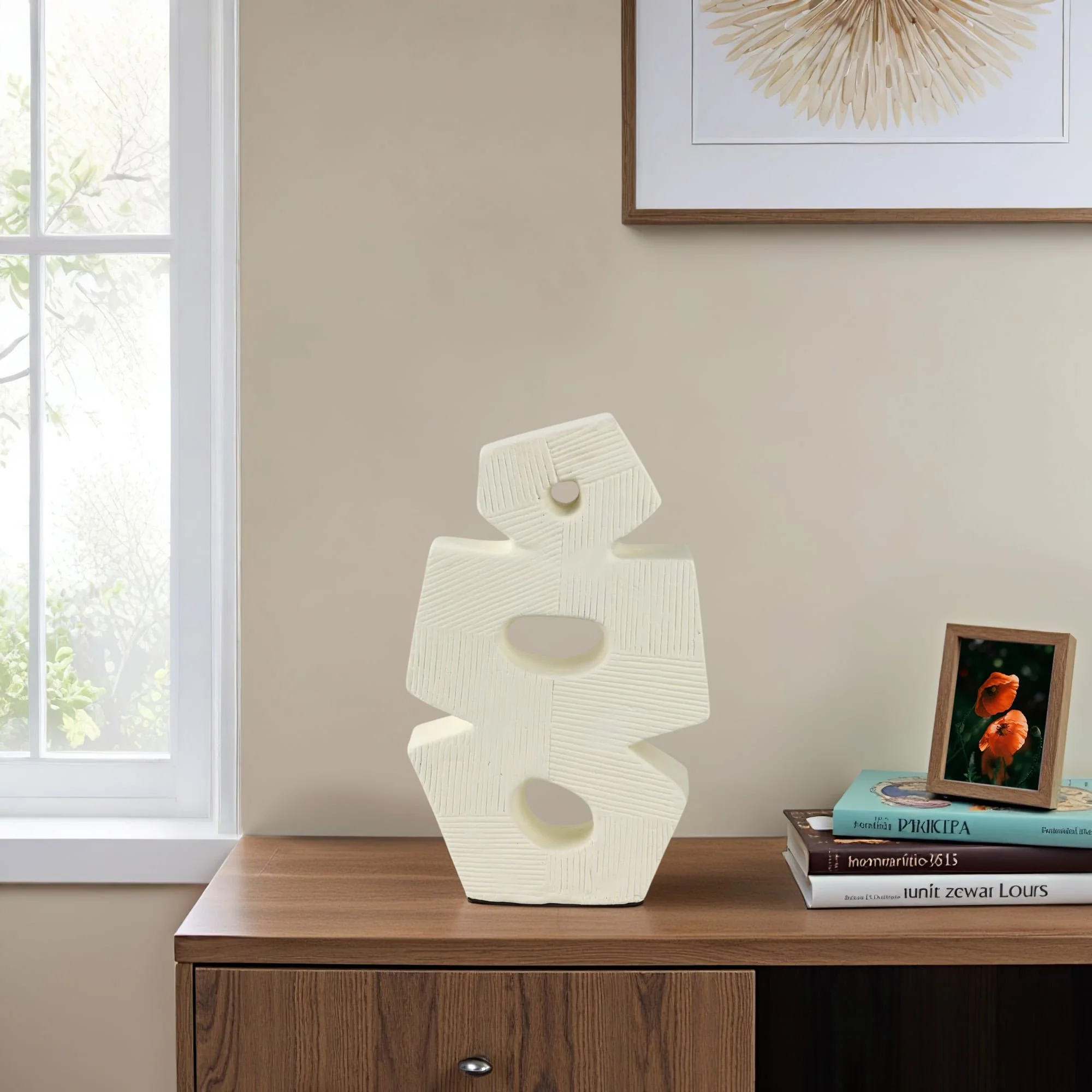 15" Terracotta Abstract Sculpture, Ivory - Image 10
