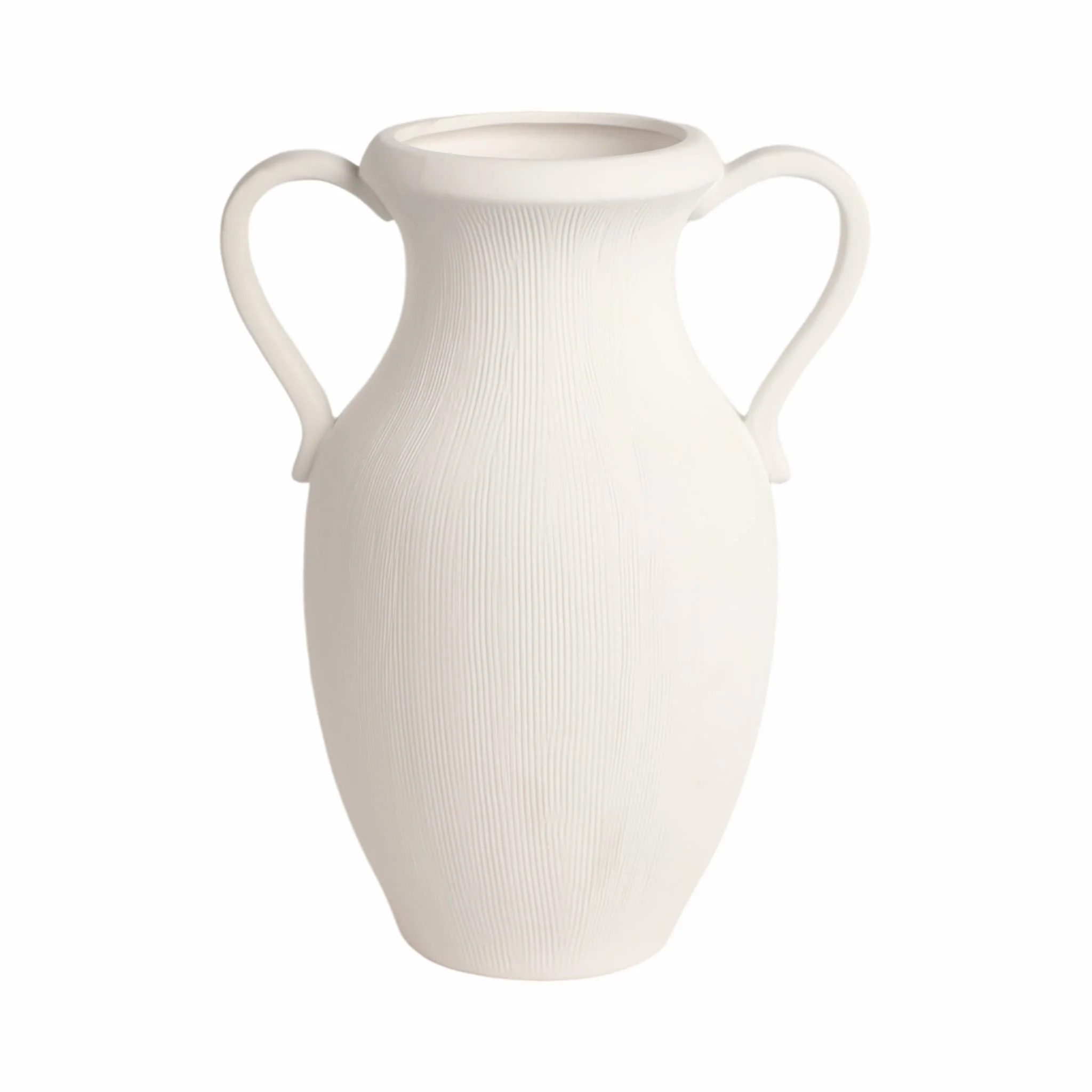 15" Weathered Jug With Handles, White