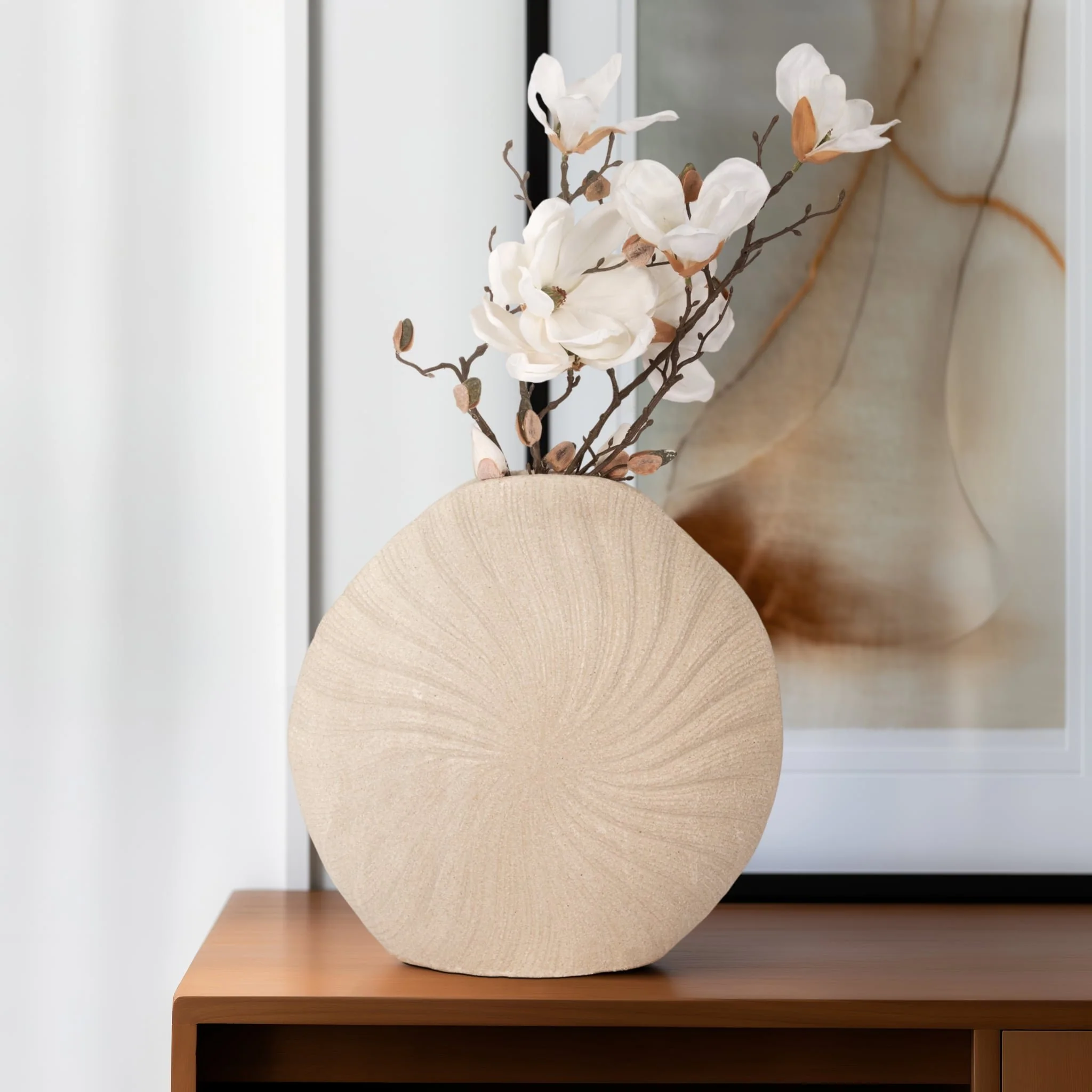 15" White Sand Shell Vase, White - Image 10
