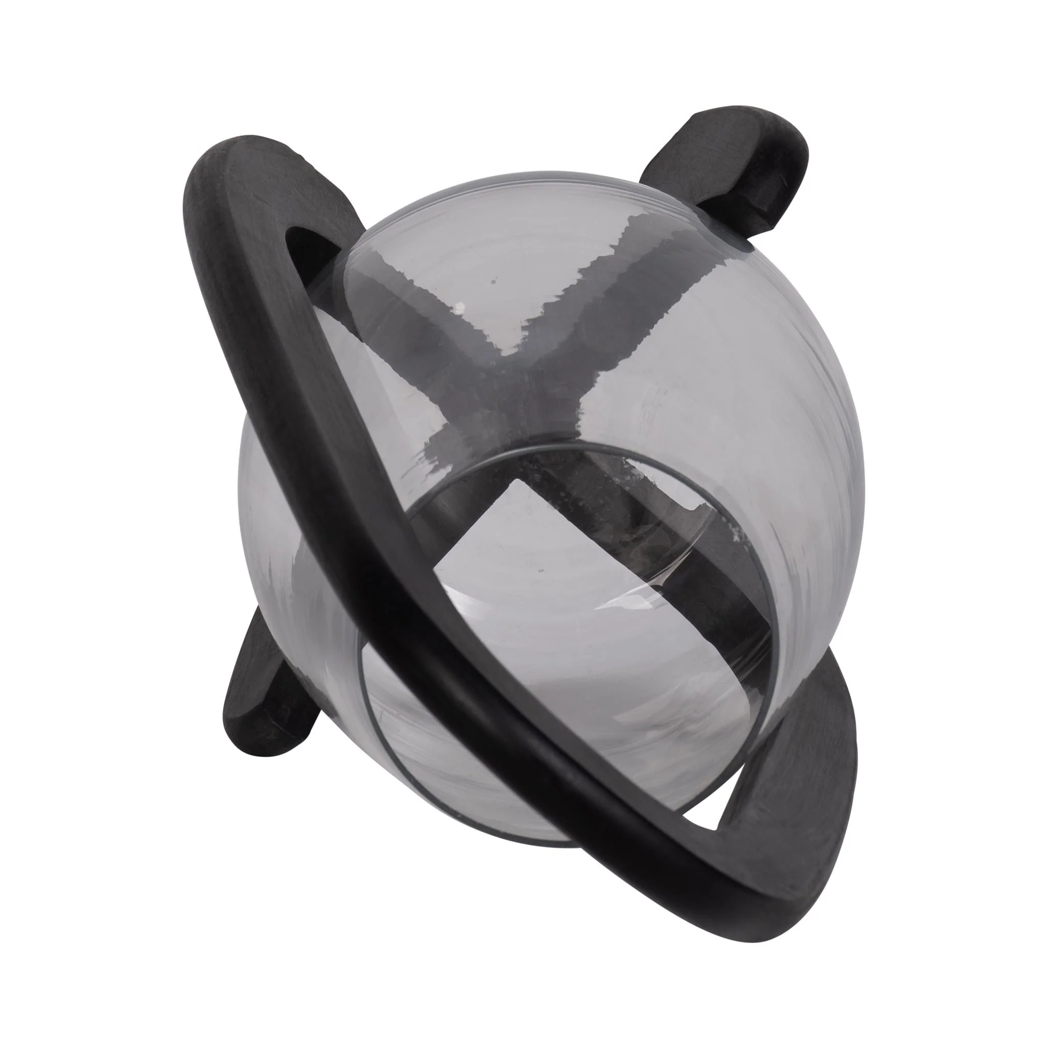 15"h Glass Lantern W/ Wood Handle, Black - Image 5