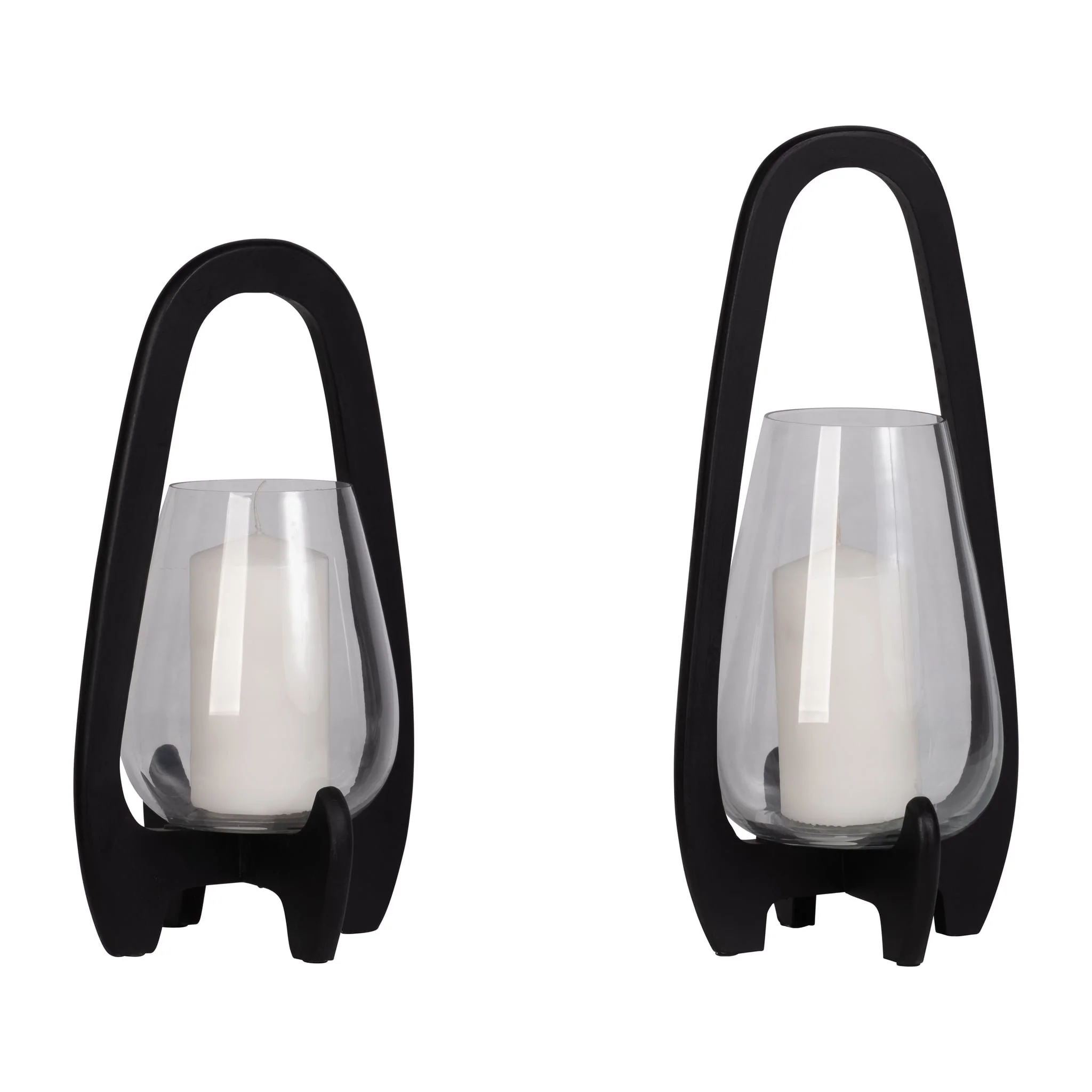 15"h Glass Lantern W/ Wood Handle, Black - Image 8