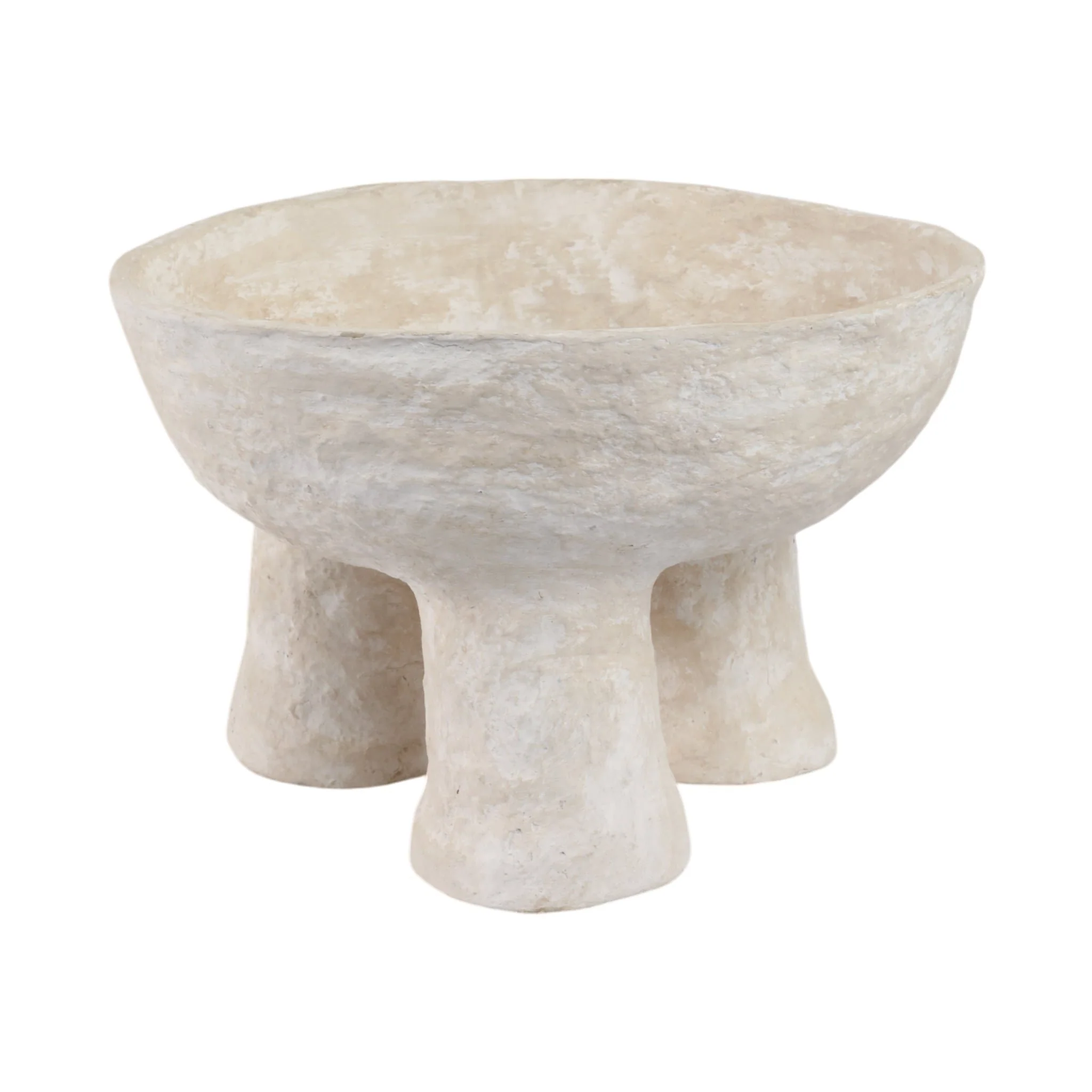 15x10" 3-footed Paper Mache Bowl, White